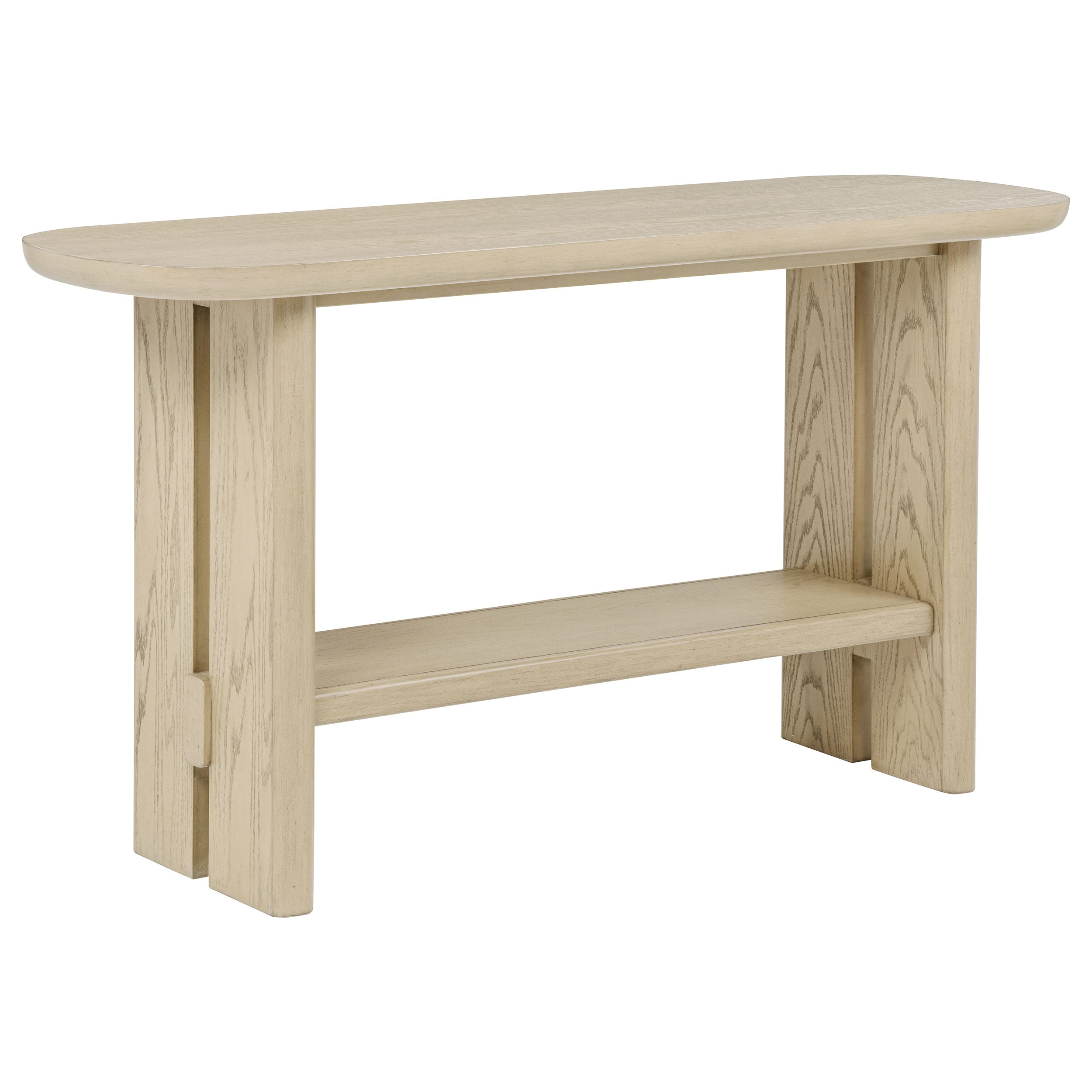 Kailani Coastal Sofa Console Table with Shelf Beige Oak-