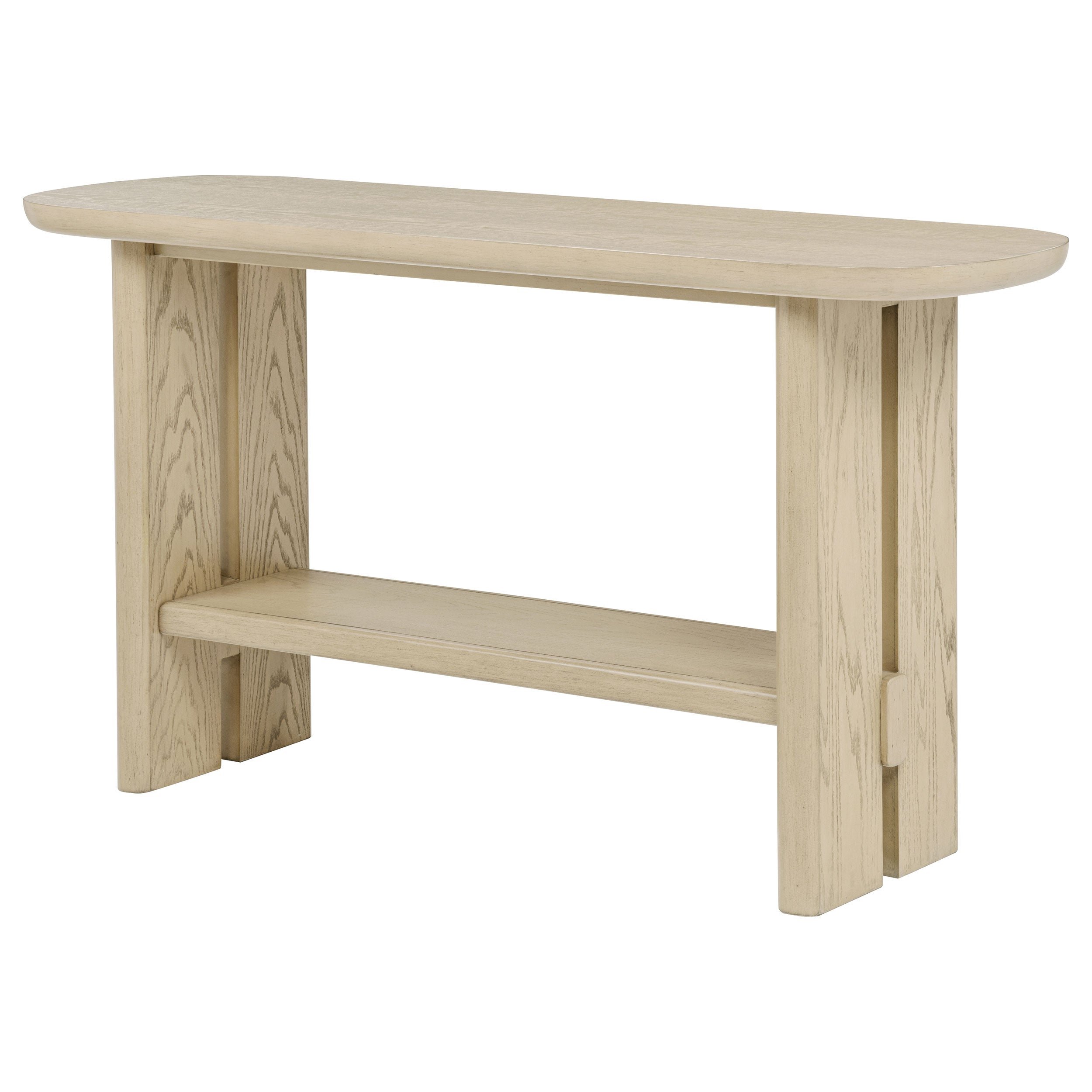 Kailani Coastal Sofa Console Table with Shelf Beige Oak-