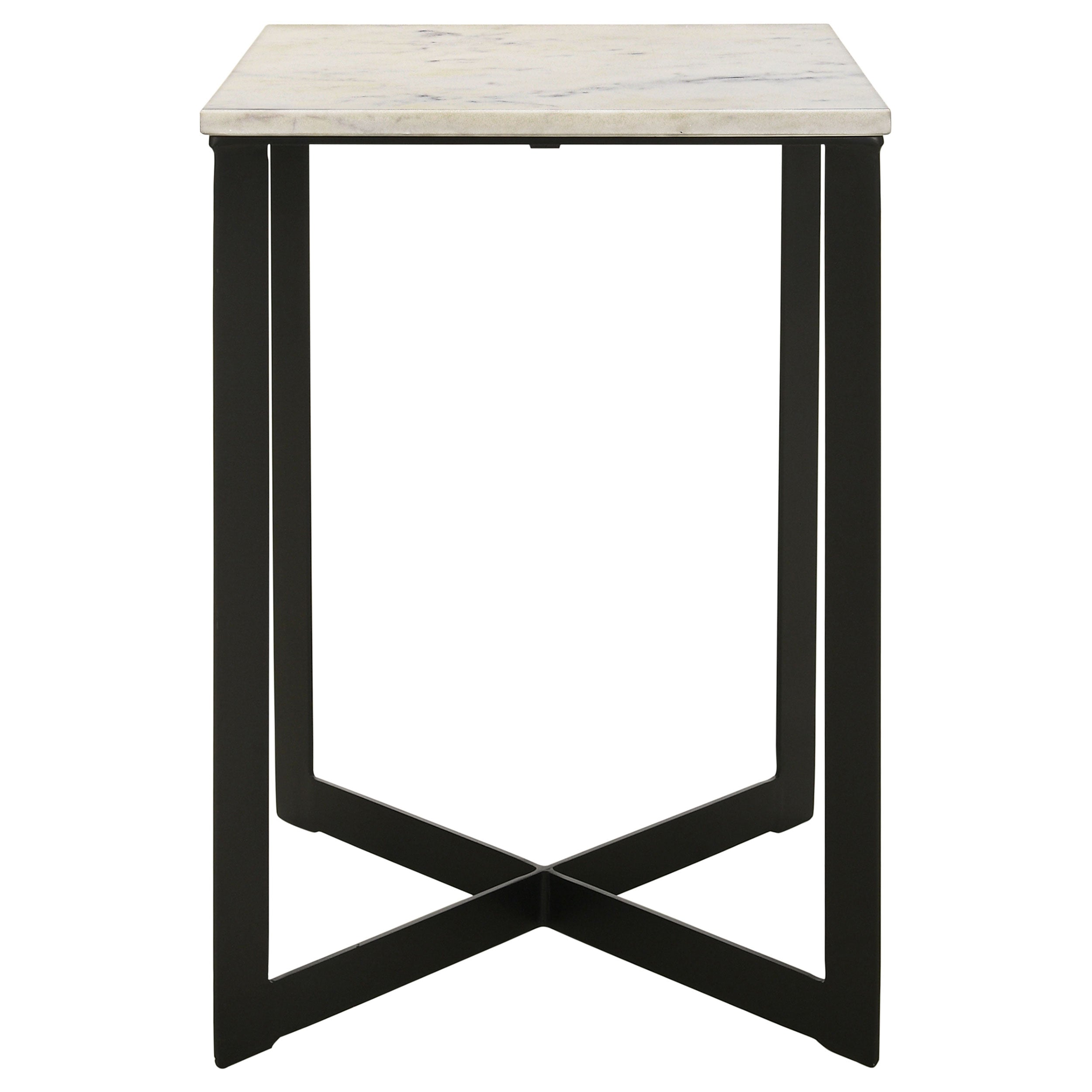 Tobin Square Marble Top End Table White and Black-