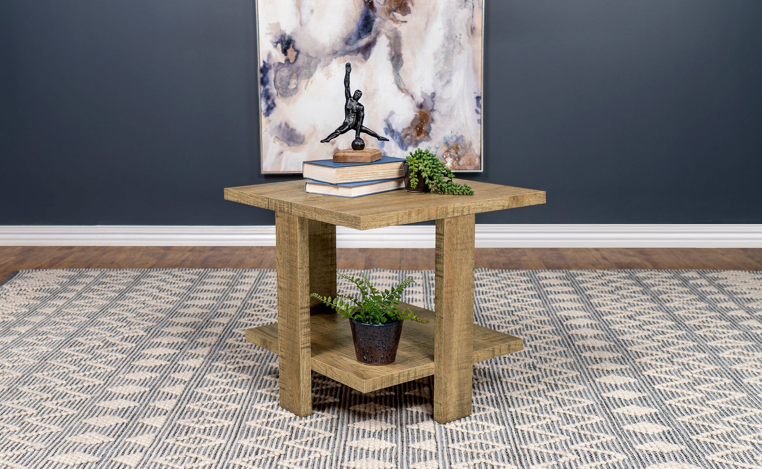 Dawn Square Engineered Wood End Table Mango Brown-