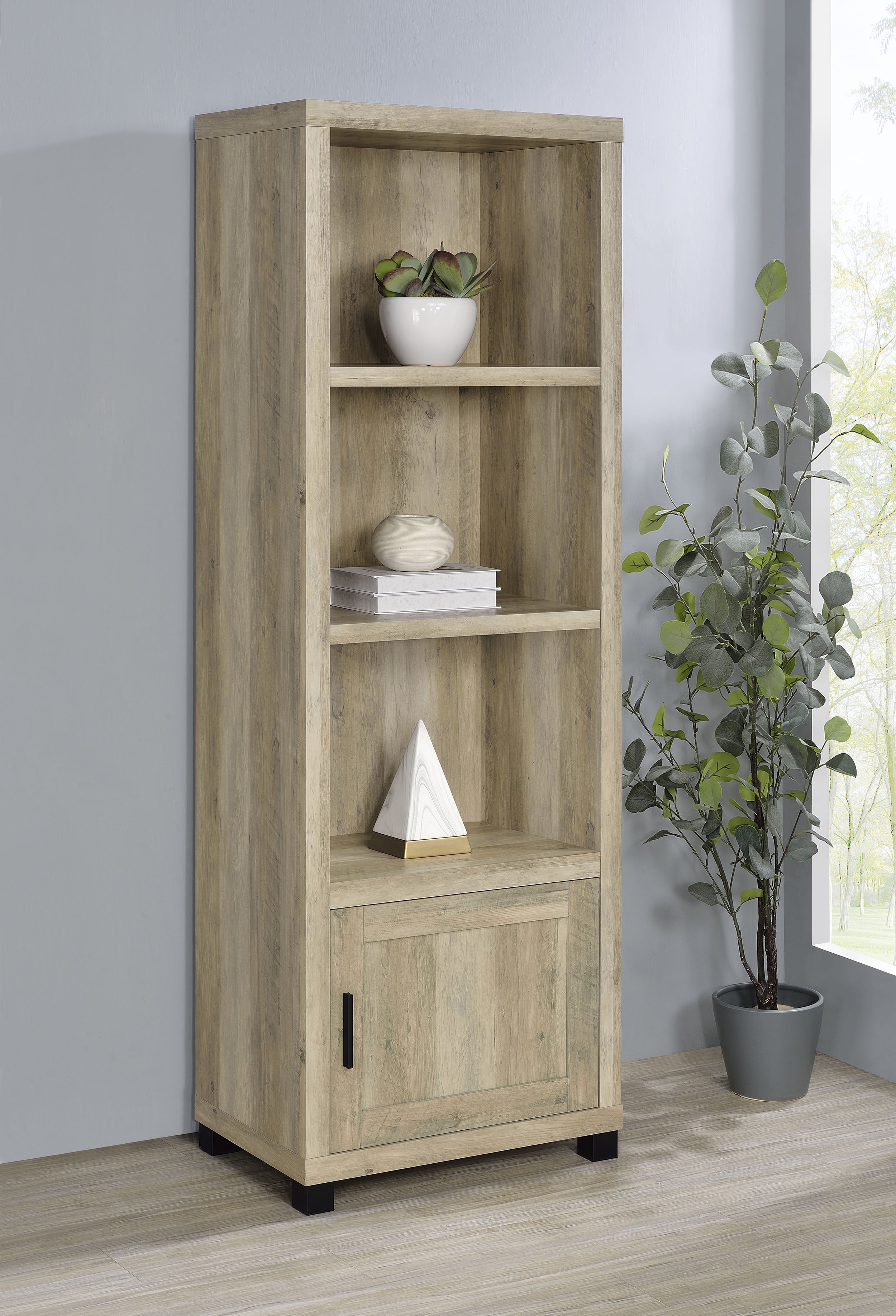 Sachin 3-shelf Engineered Wood Media Tower Distressed Pine-