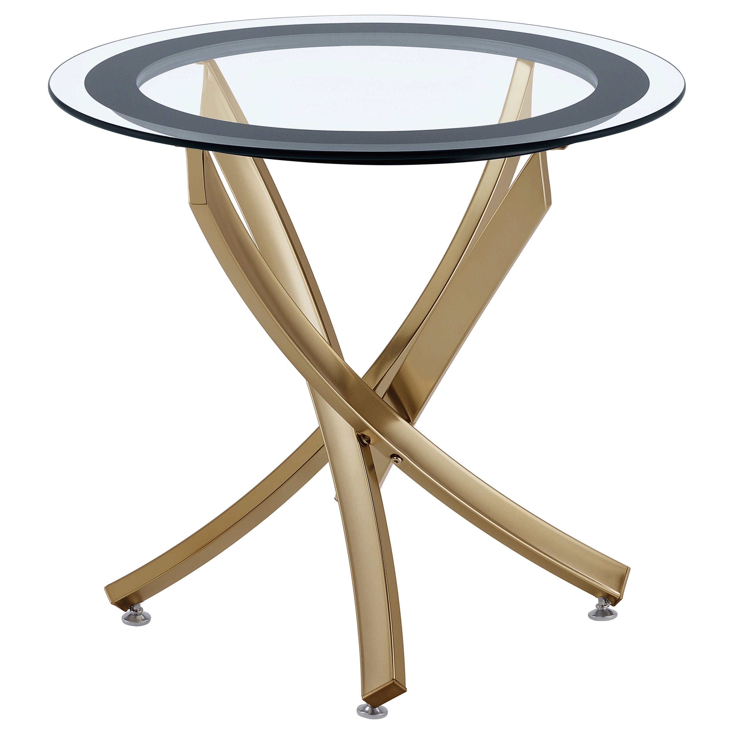 Brooke Round Glass Top Side End Table Metal Base Brass-