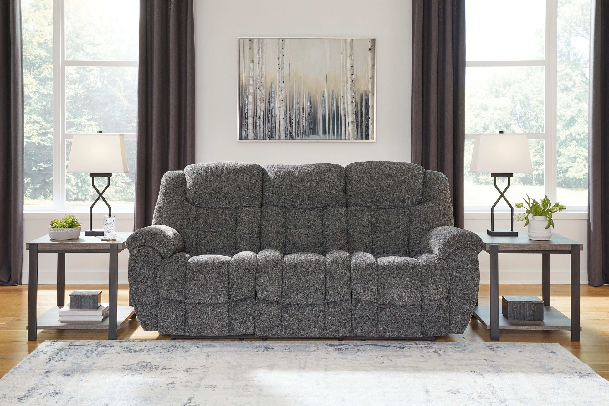 Foreside - Reclining Sofa - Charcoal - Best Buy Furniture