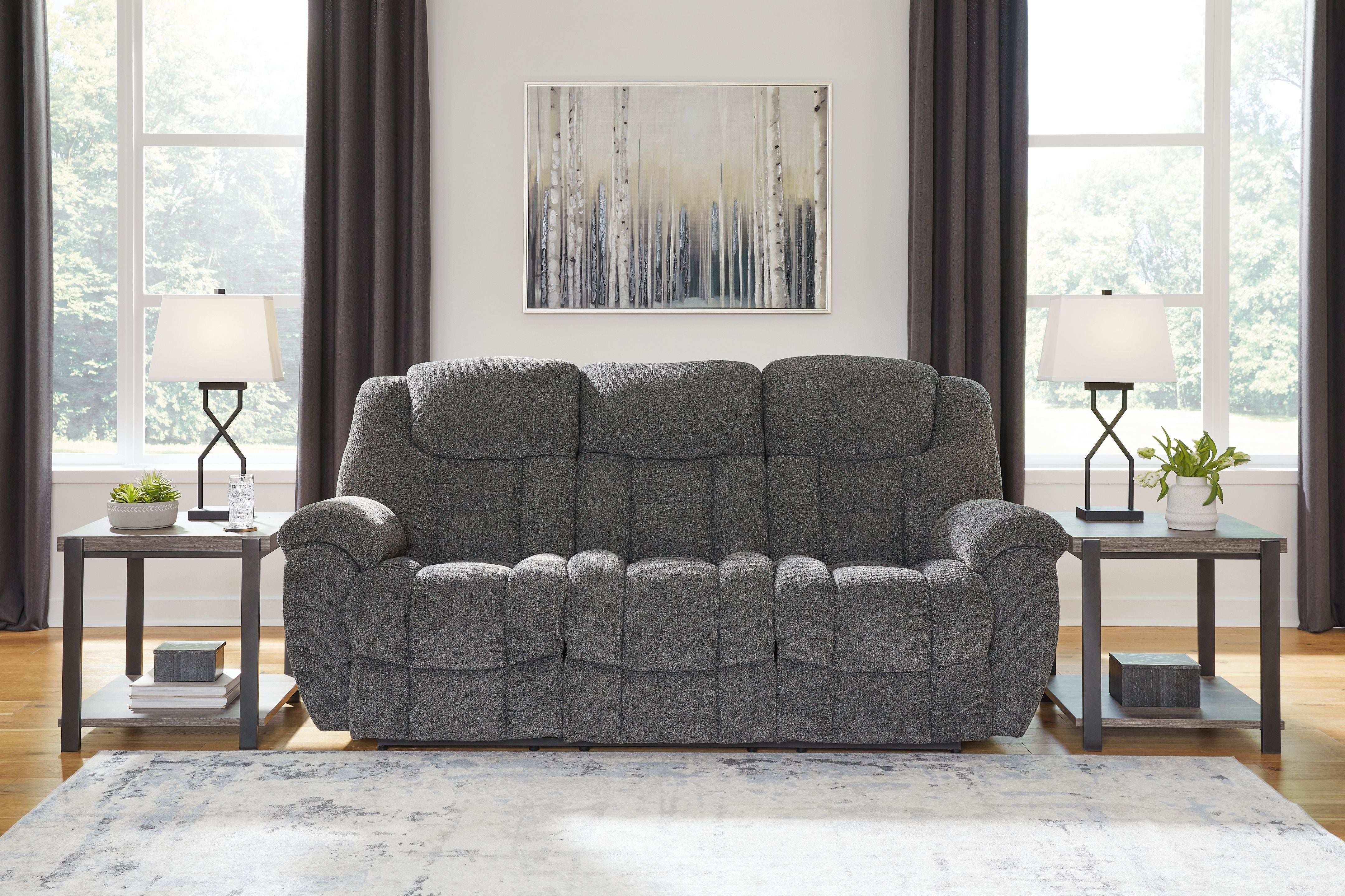 Foreside - Reclining Sofa - Charcoal - Best Buy Furniture