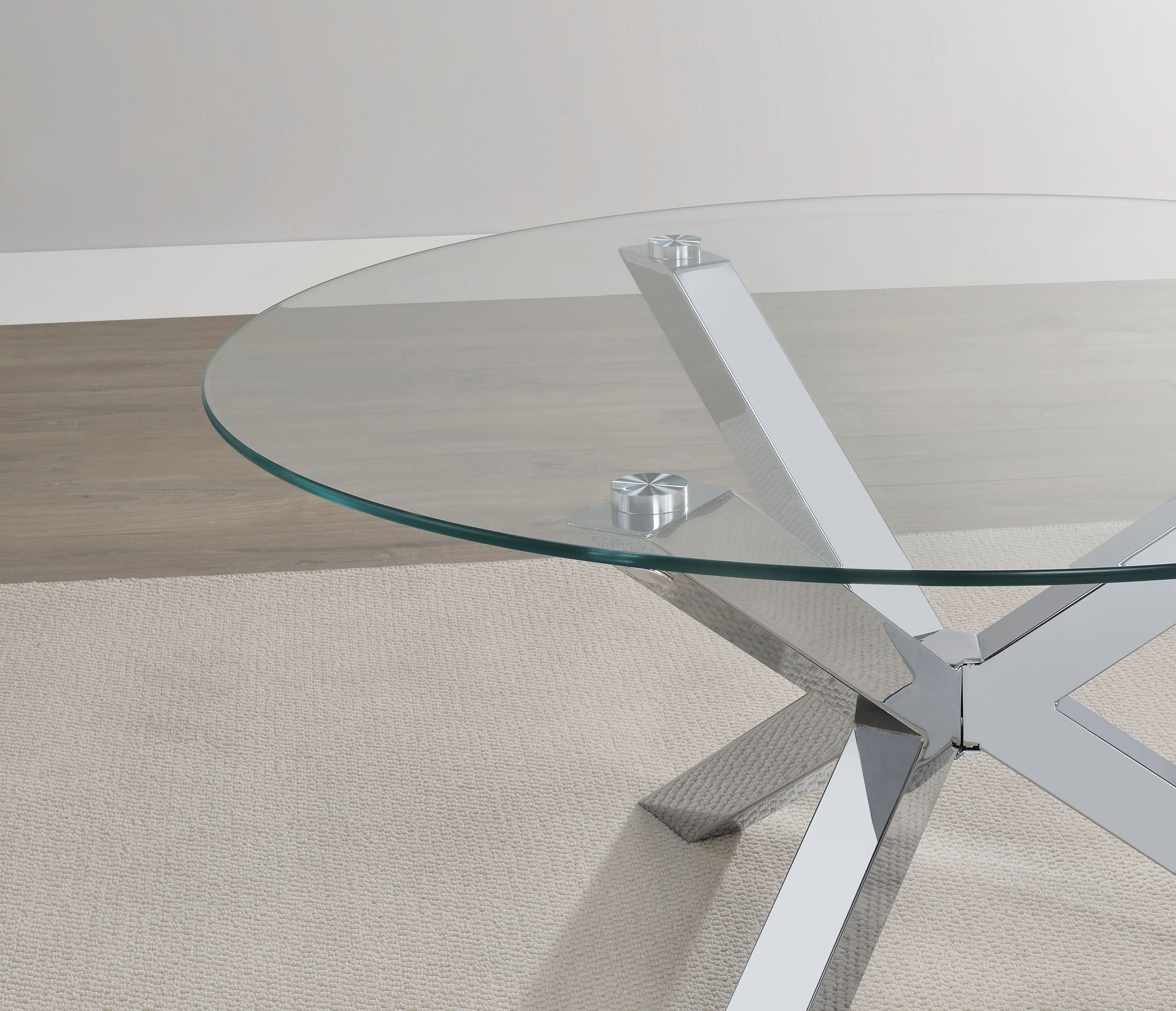 Kenzie Round Tempered Glass Top End Side Table Chrome-