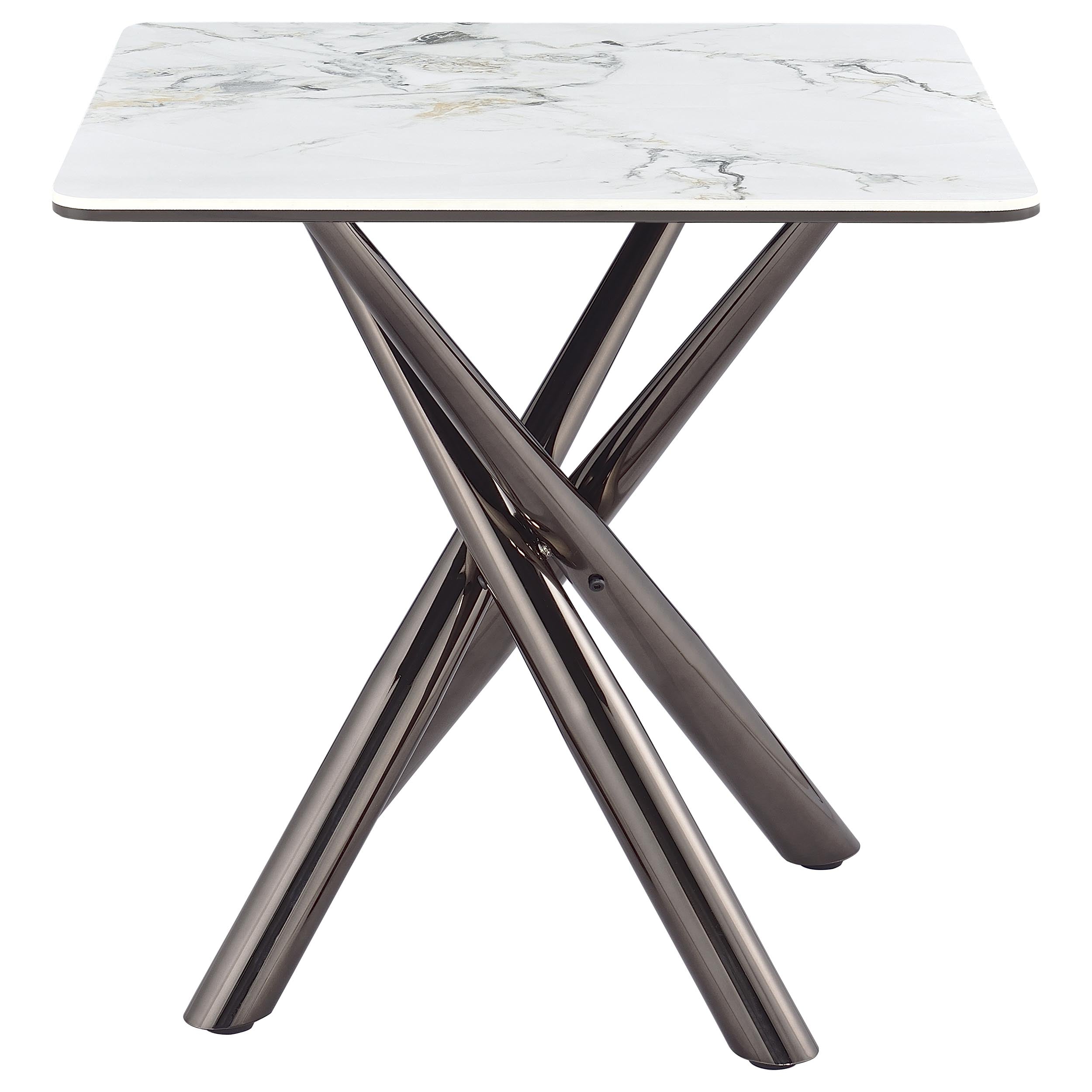 Carvell Square Sintered Stone End Side Table Mirage White-