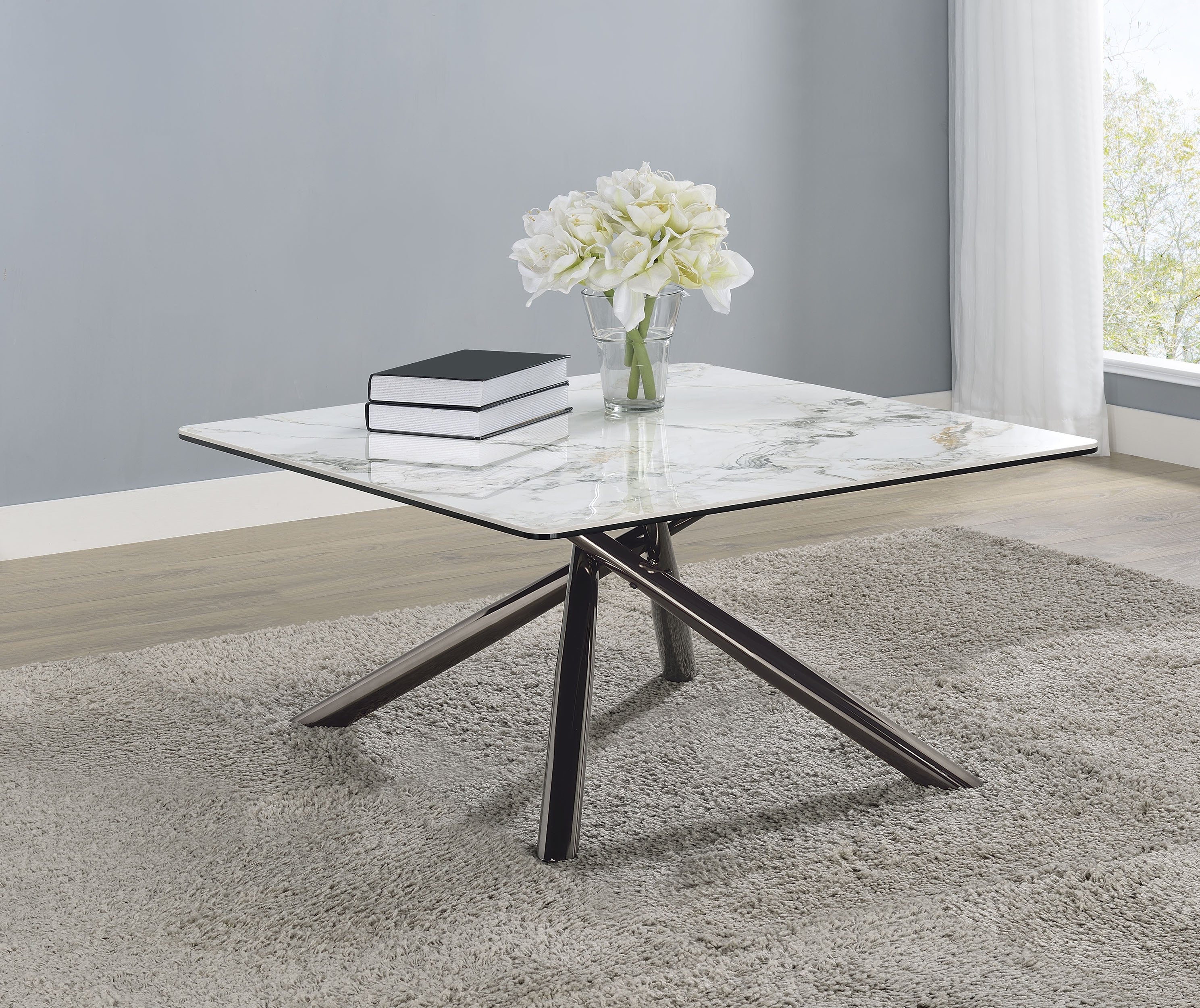 Carvell Square Sintered Stone Top Coffee Table Mirage White-