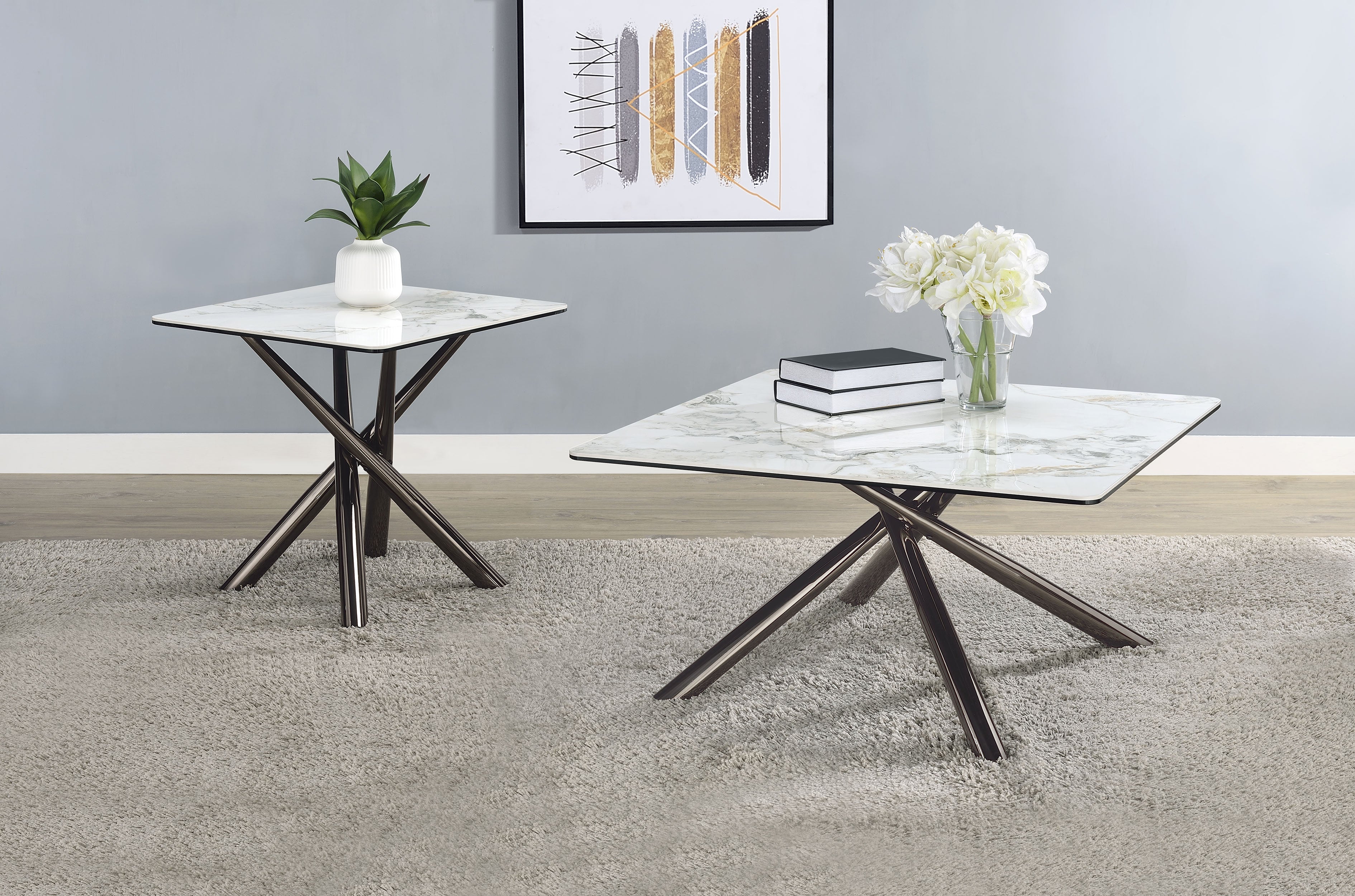 Carvell Square Sintered Stone Top Coffee Table Mirage White-