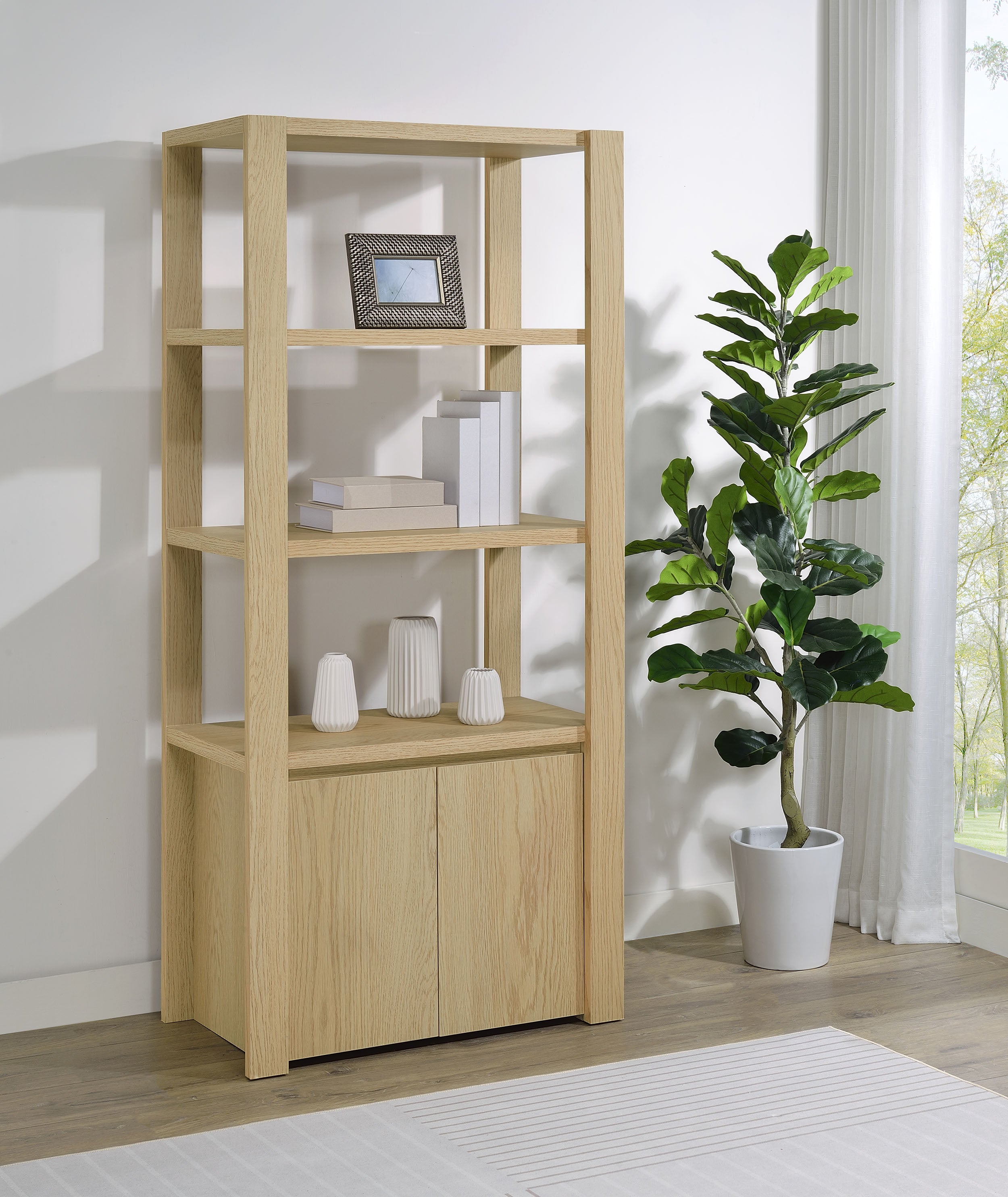 Laurelton 3-shelf Media Tower Tall Pier Cabinet Light Oak-