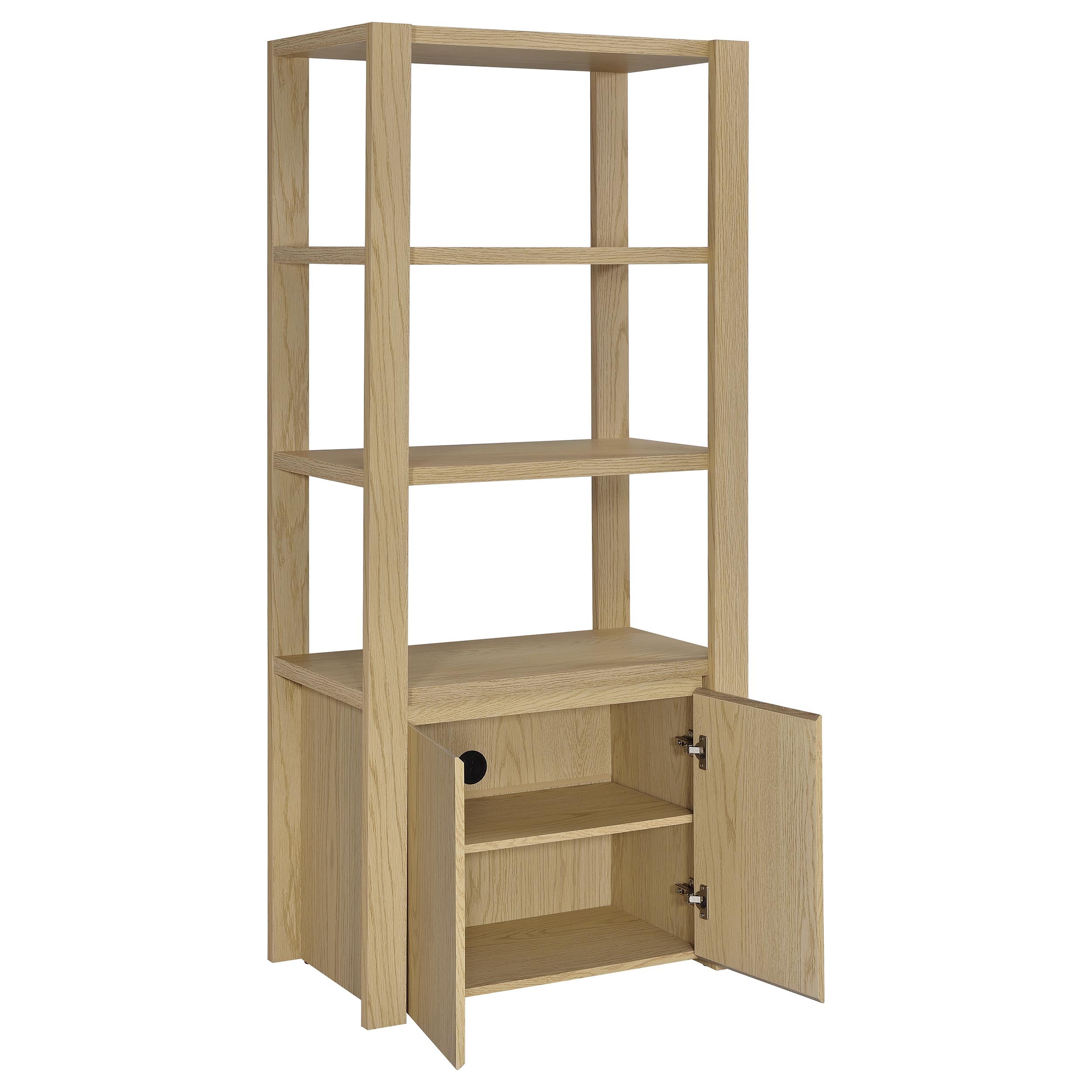 Laurelton 3-shelf Media Tower Tall Pier Cabinet Light Oak-