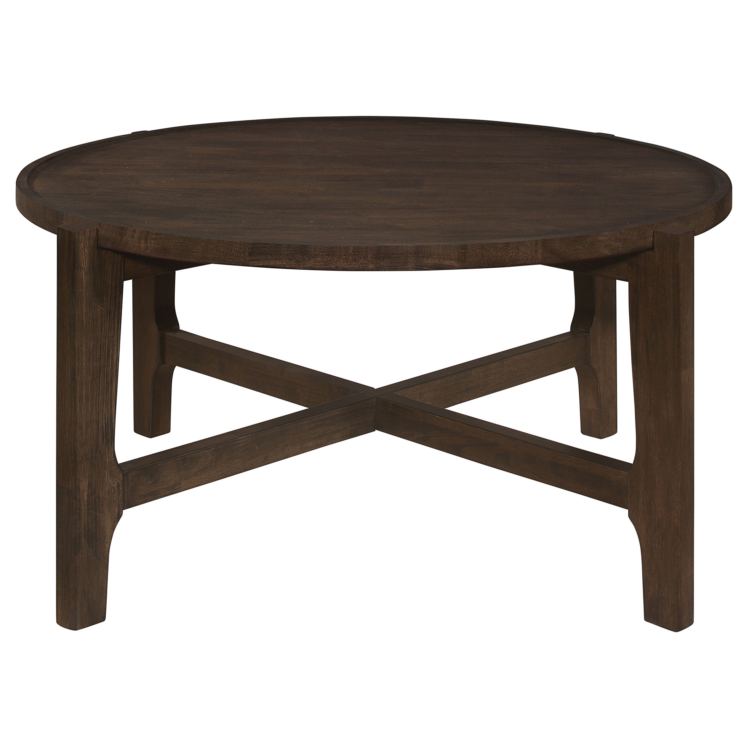 Cota Round Solid Wood Coffee Table Dark Brown-