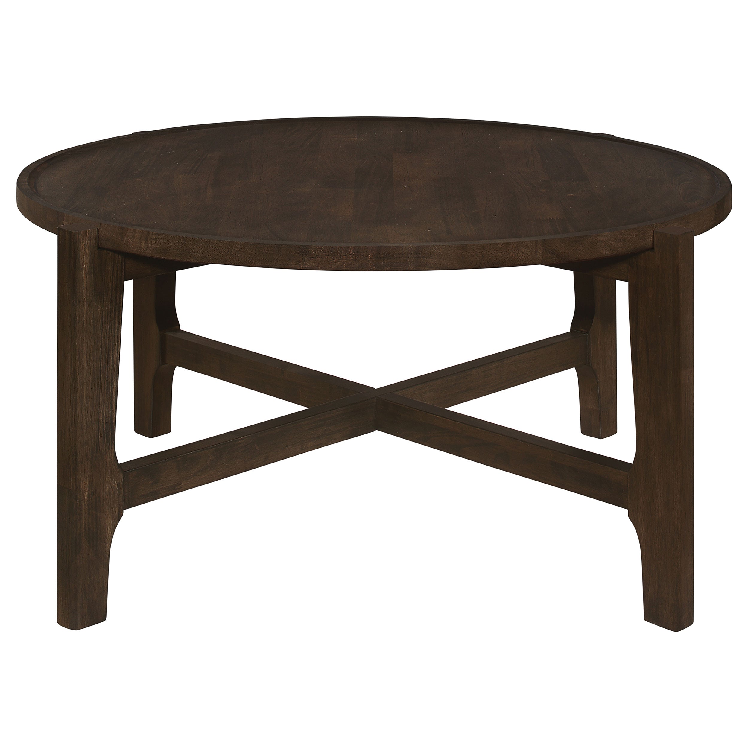 Cota Round Solid Wood Coffee Table Dark Brown-