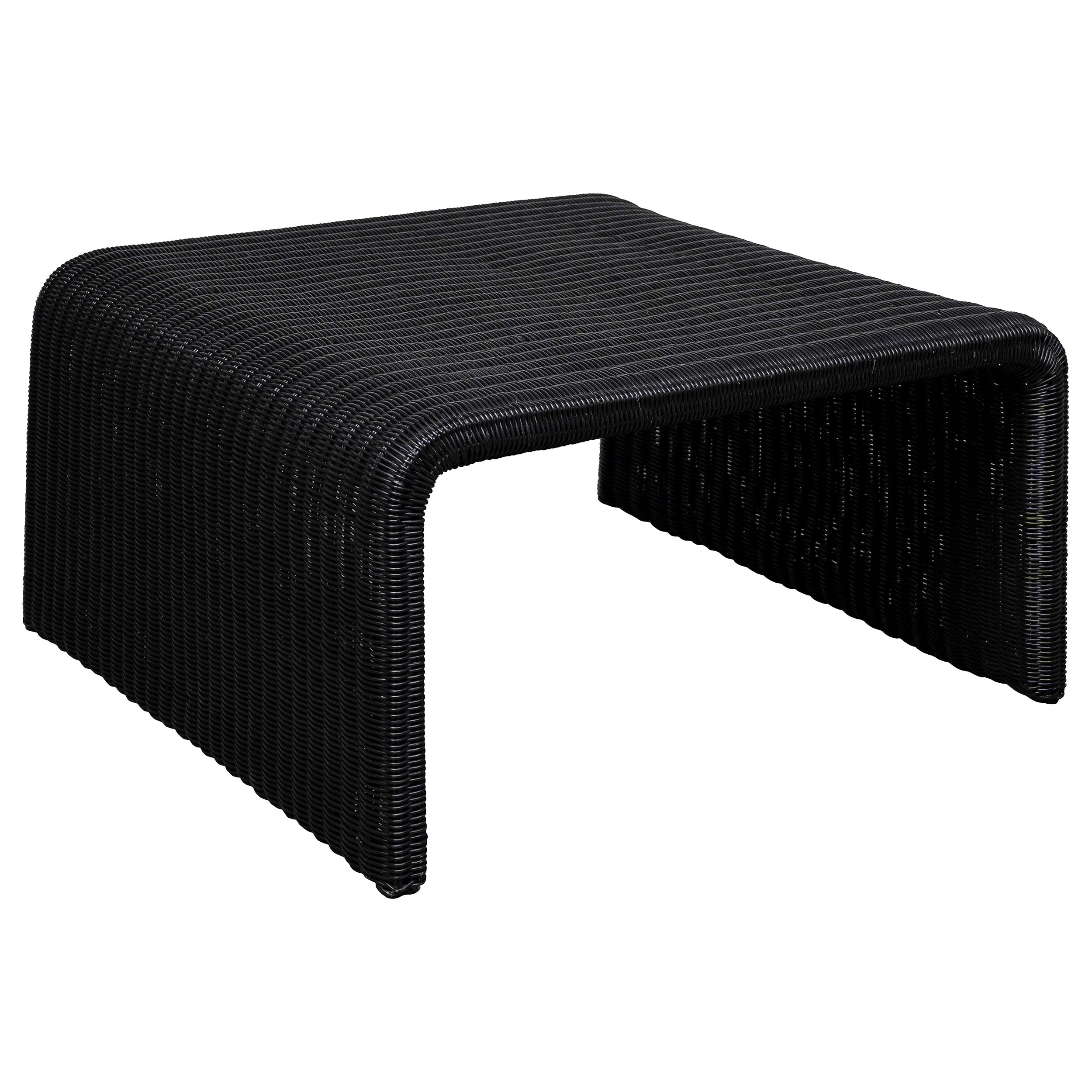 Cahya Woven Rattan Square Coffee Table Black-