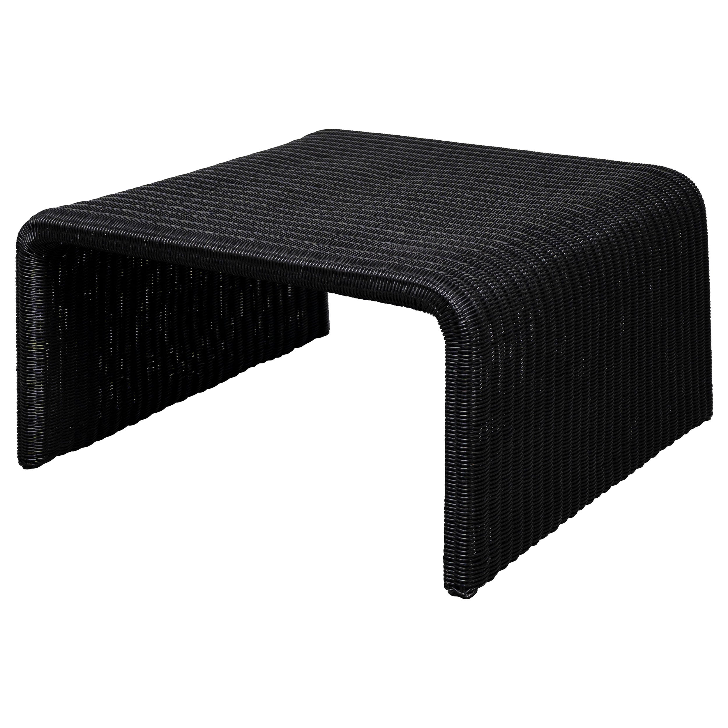 Cahya Woven Rattan Square Coffee Table Black-