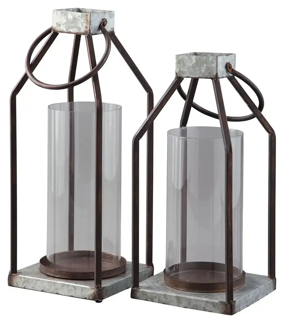 Diedrick - Lantern Set (Set of 2) - Gray / Black - Best Buy Furniture