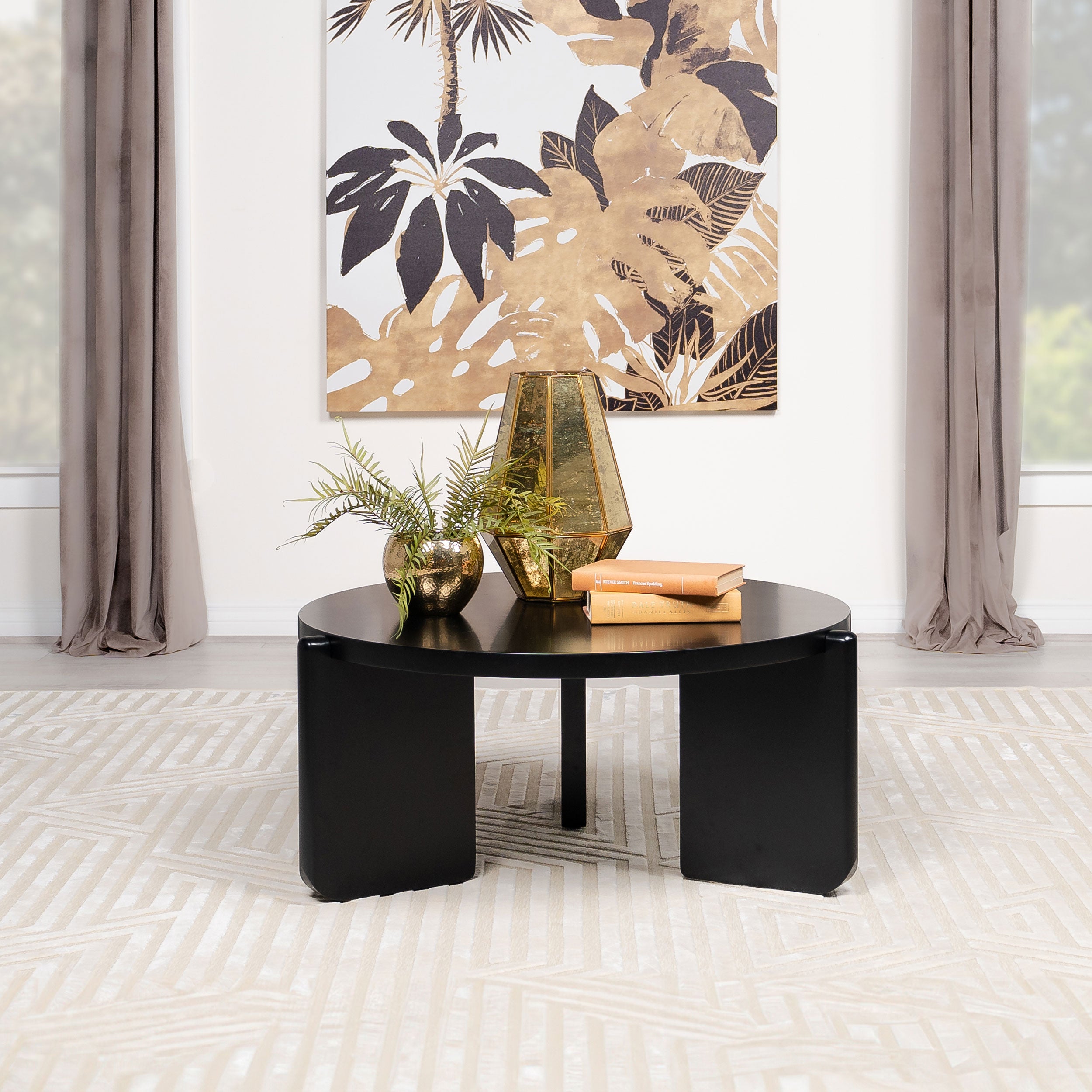 Cordova Round Solid Wood Coffee Table Black-