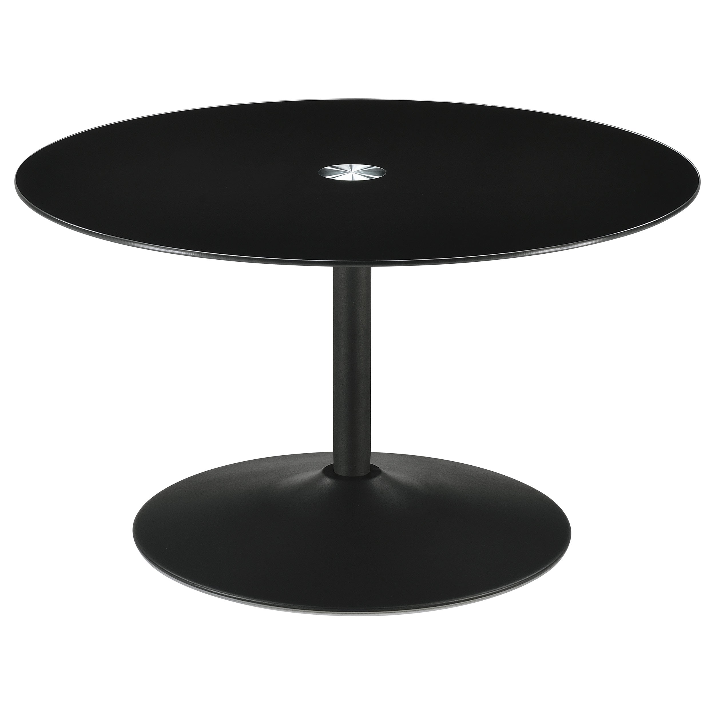 Ganso Round Metal Coffee Table With Tempered Glass Top Black-