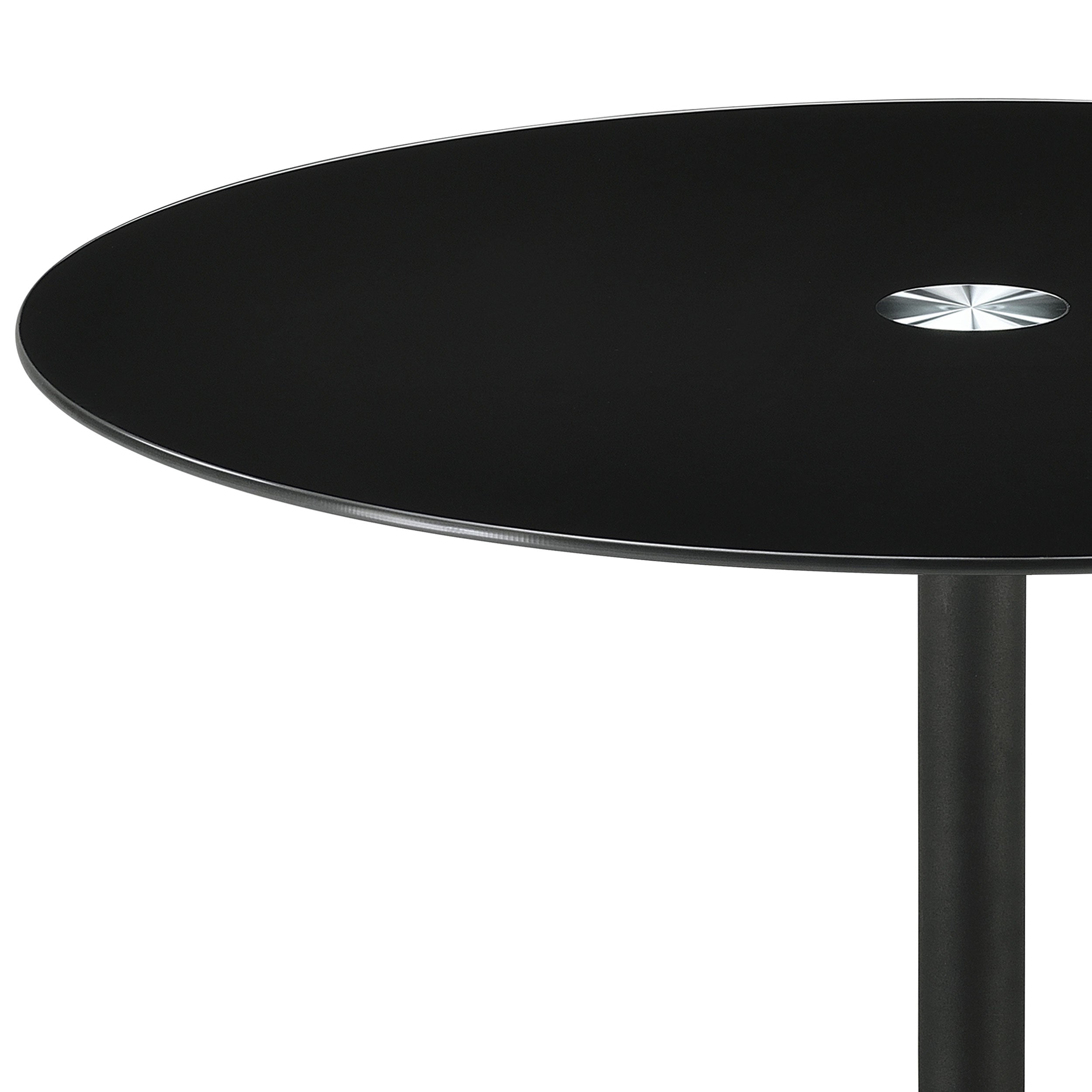 Ganso Round Metal Coffee Table With Tempered Glass Top Black-