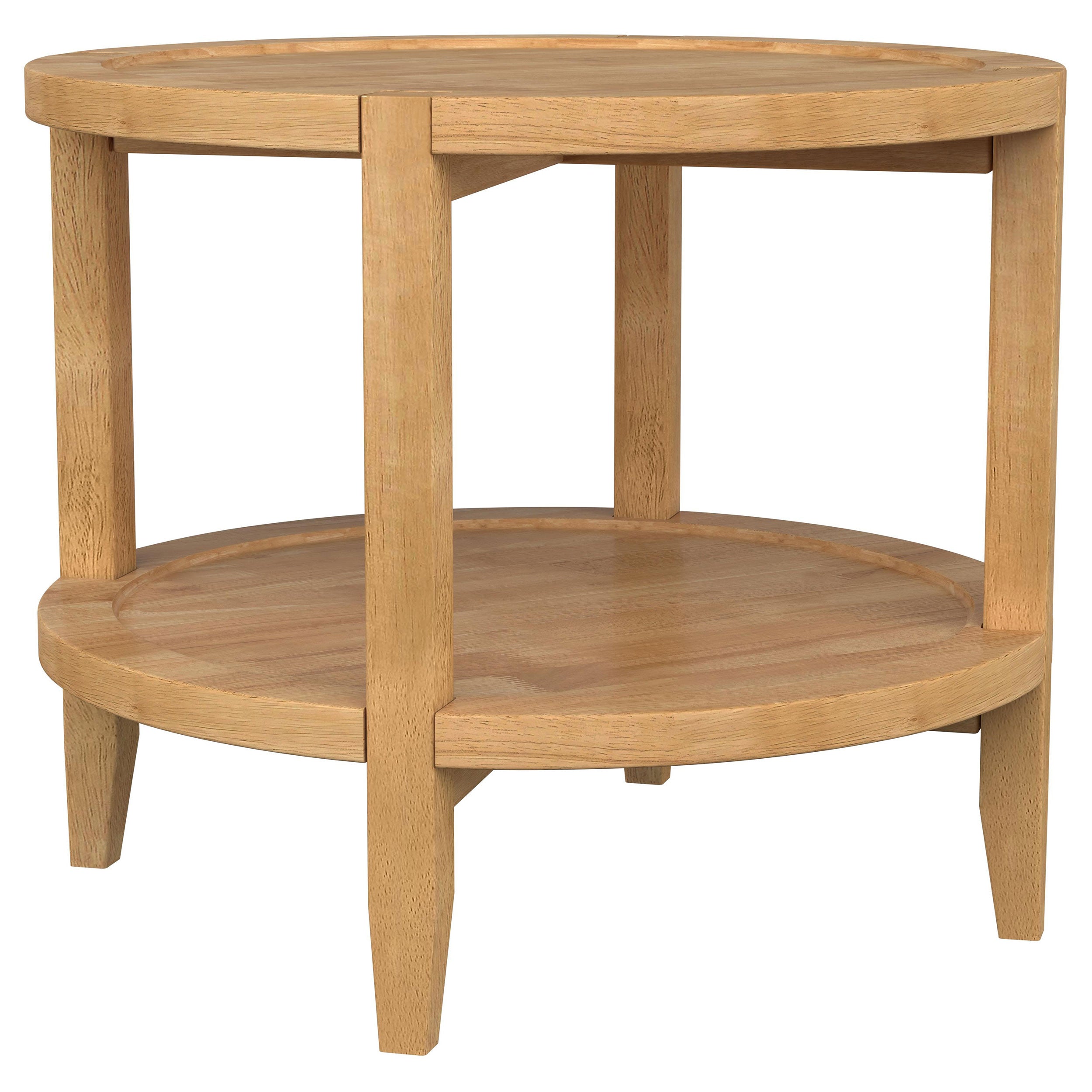 Camillo Round Solid Wood Side End Table Maple Brown-