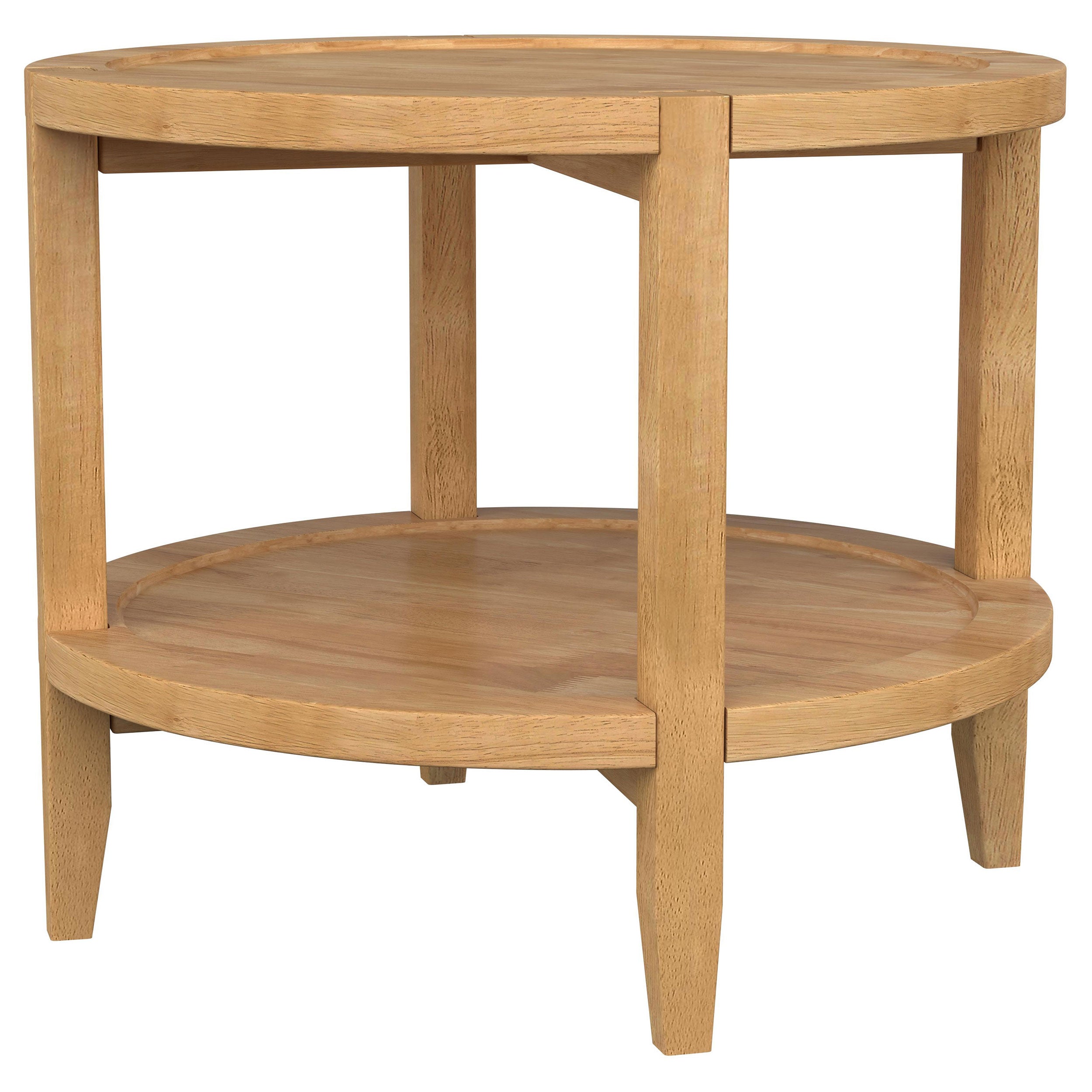 Camillo Round Solid Wood Side End Table Maple Brown-