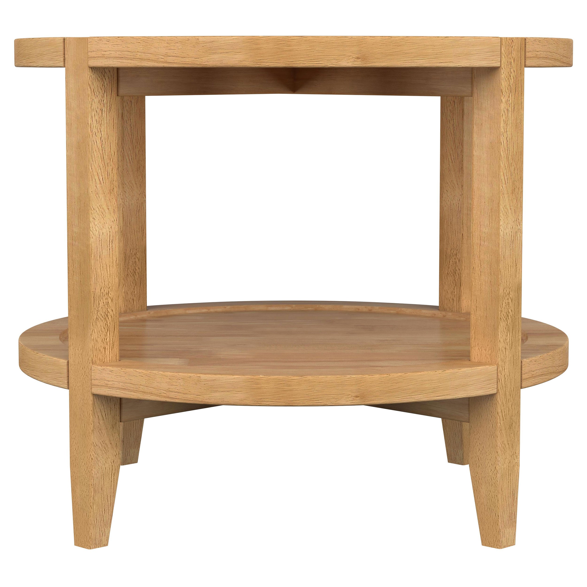 Camillo Round Solid Wood Side End Table Maple Brown-
