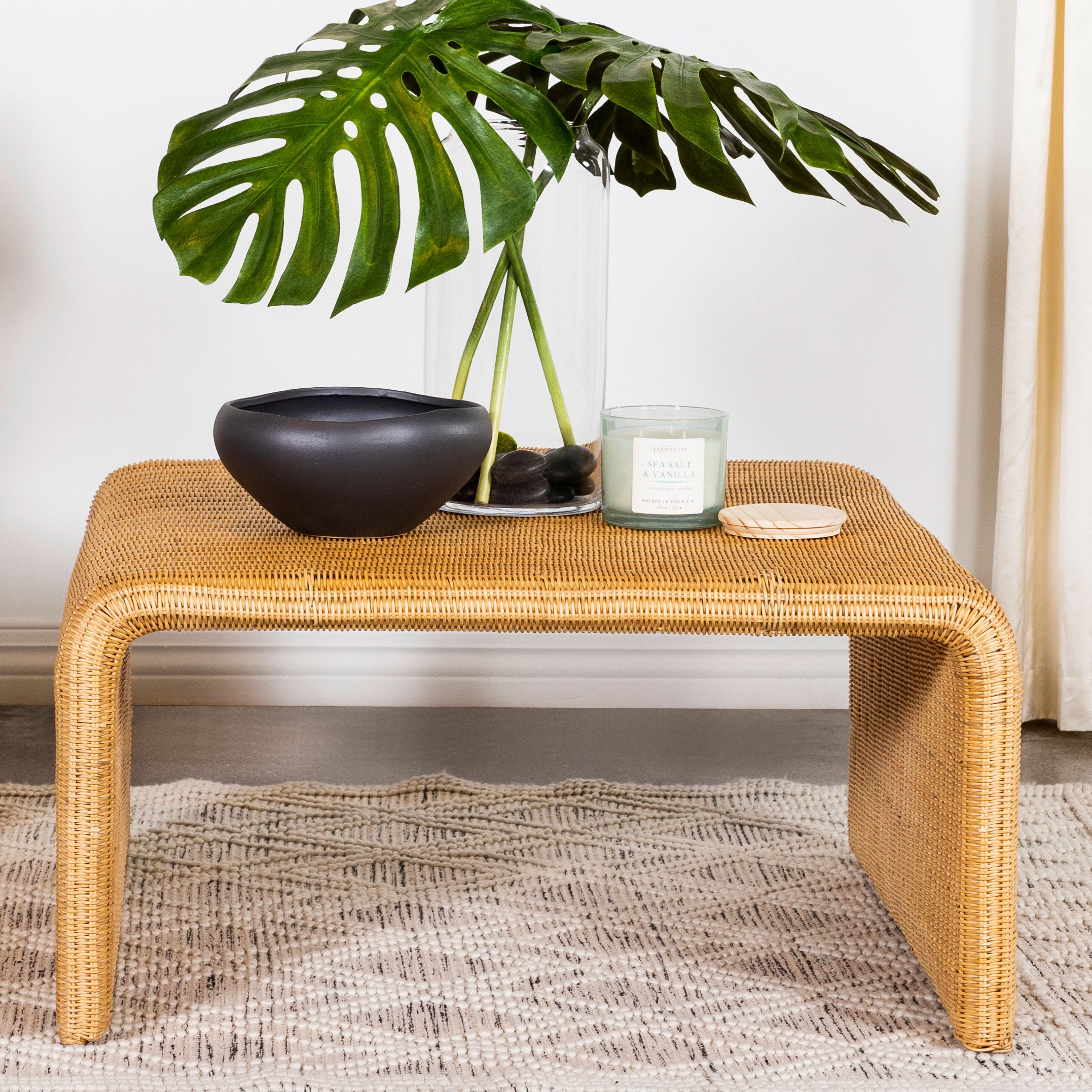 Cahya Square Woven Rattan Coffee Table Natural-CoasterEssence