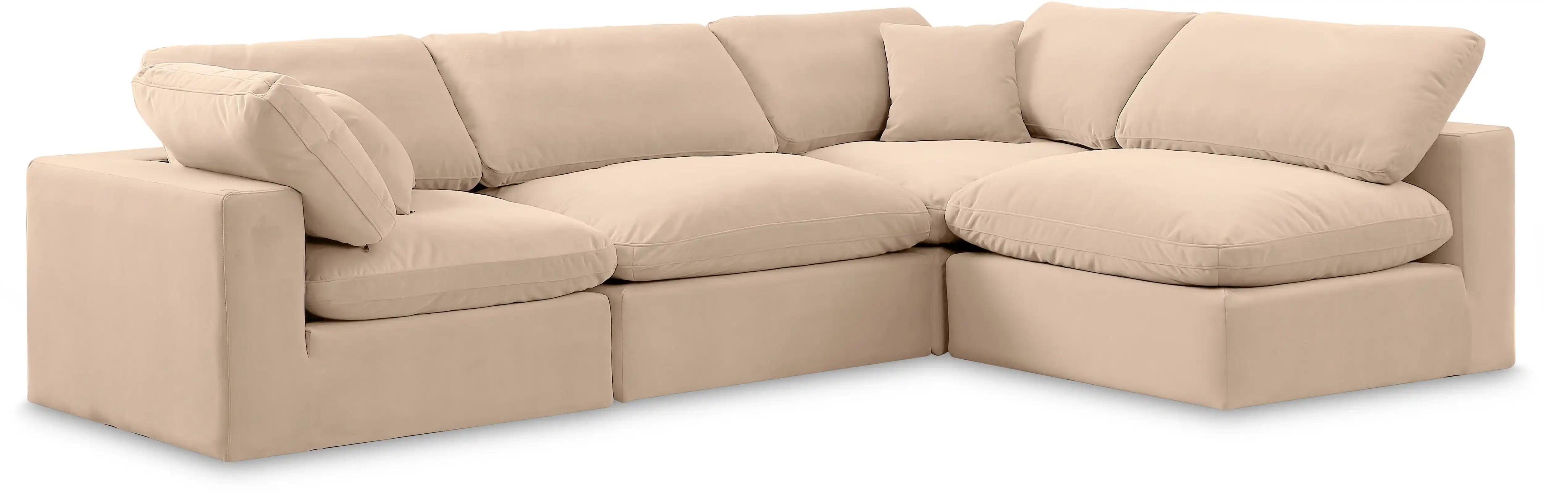 Comfy - 4 Piece Velvet Modular Armless Sectional - Best Buy Furniture