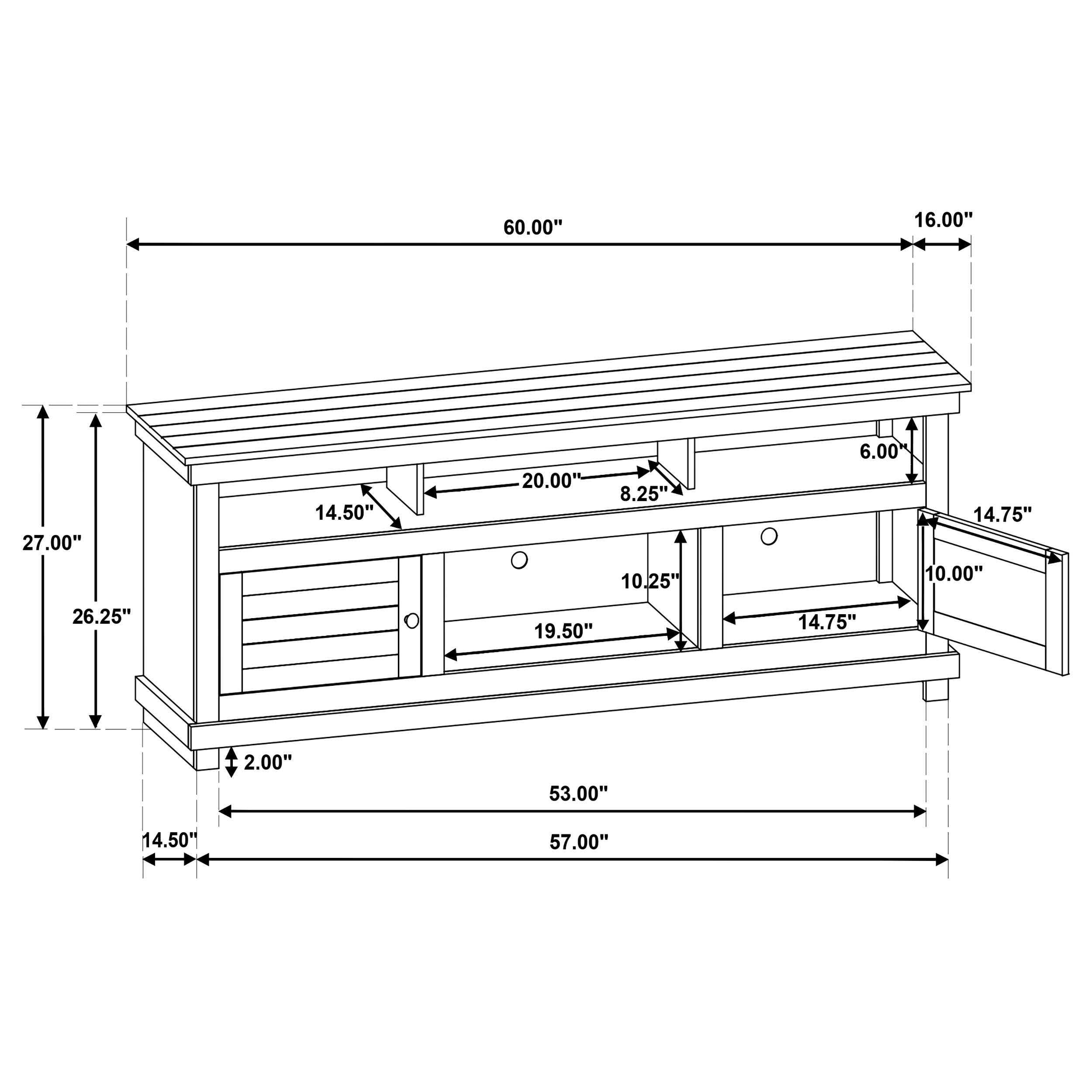 Payne 60-inch TV Stand Media Console Distressed Brown-