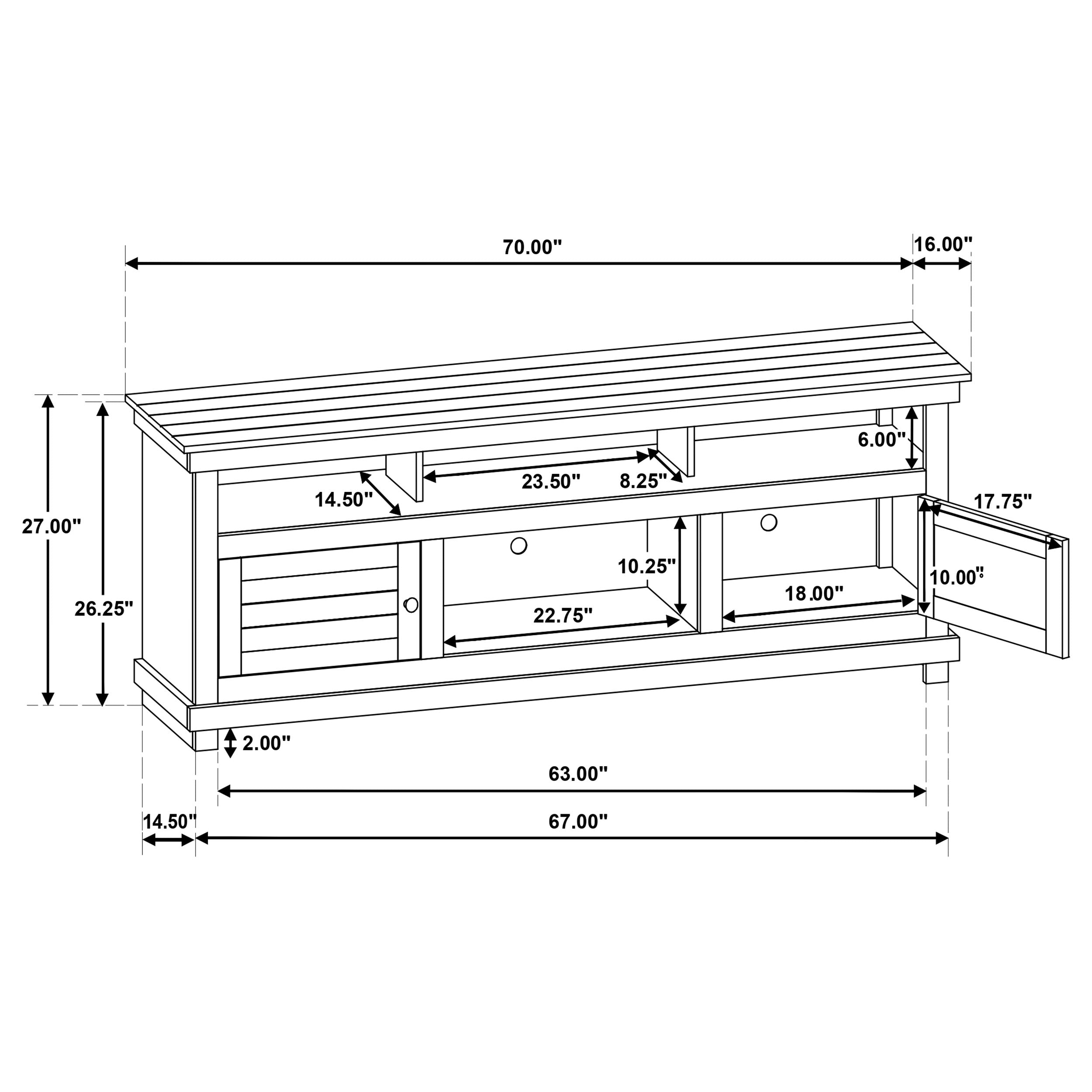 Payne 70-inch TV Stand Media Console Distressed Brown-
