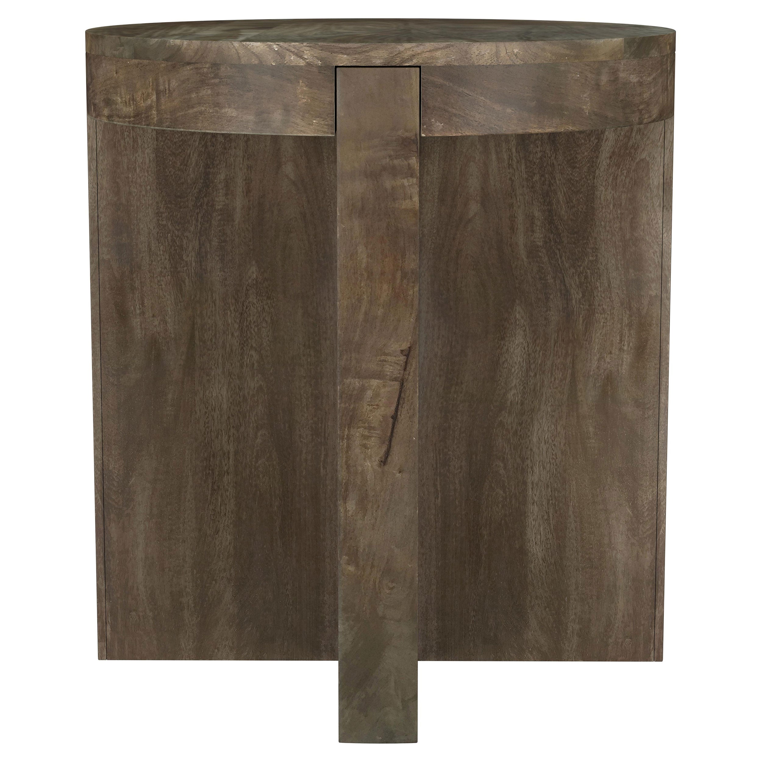 Kinkaid Round Solid Mango Wood End Table Brown-