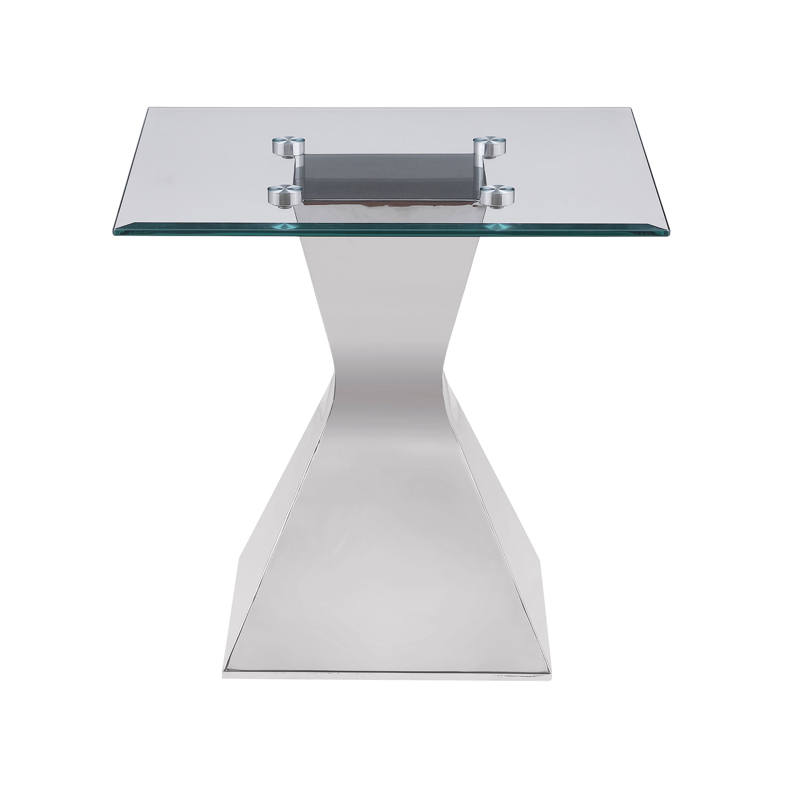 Jenny Glass Top Stainless Steel Side End Table Chrome-