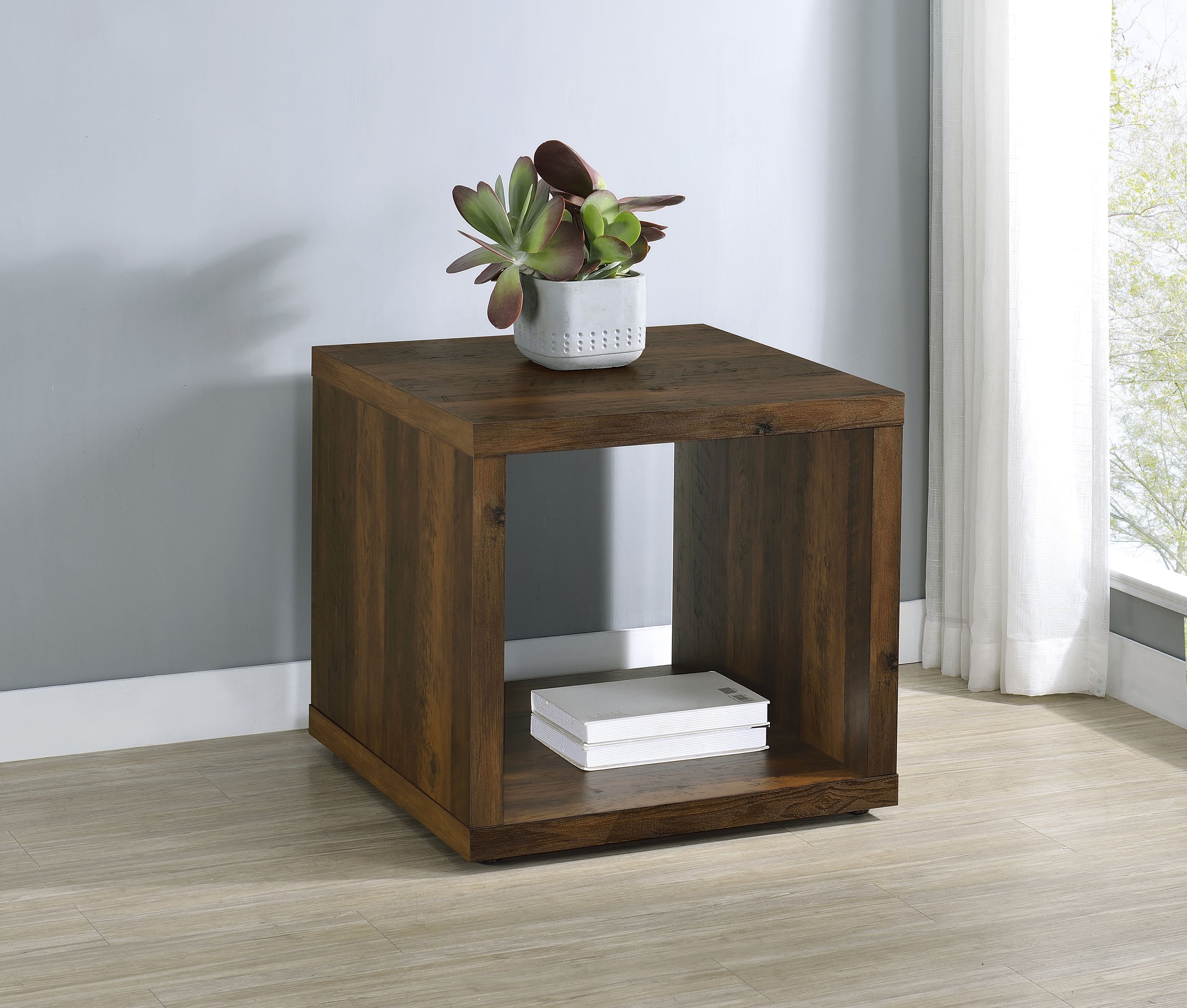 Frisco Square Engineered Wood Side End Table Dark Pine-
