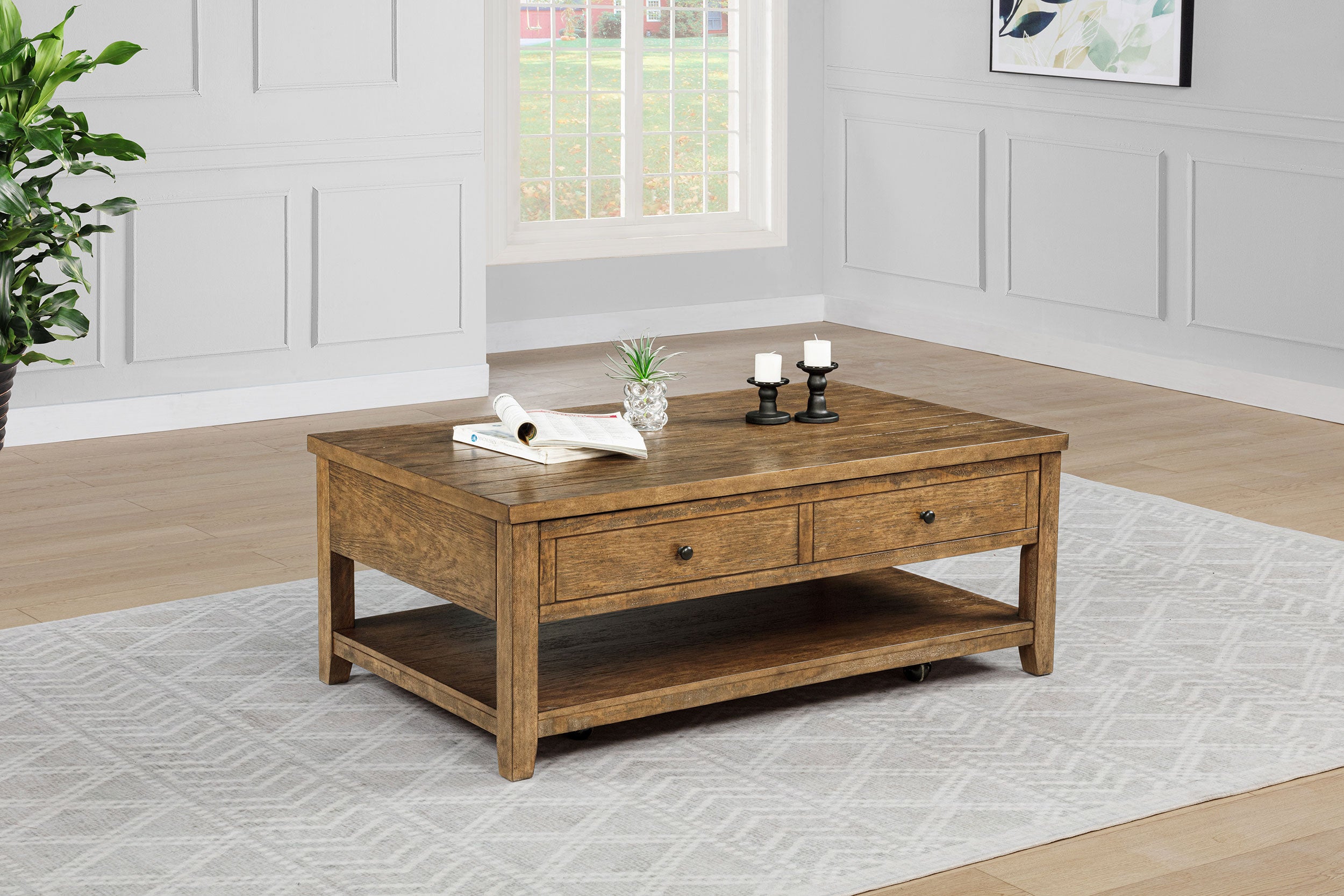 Payne 48-inch Mobile Lift Top Coffee Table Distressed Brown-