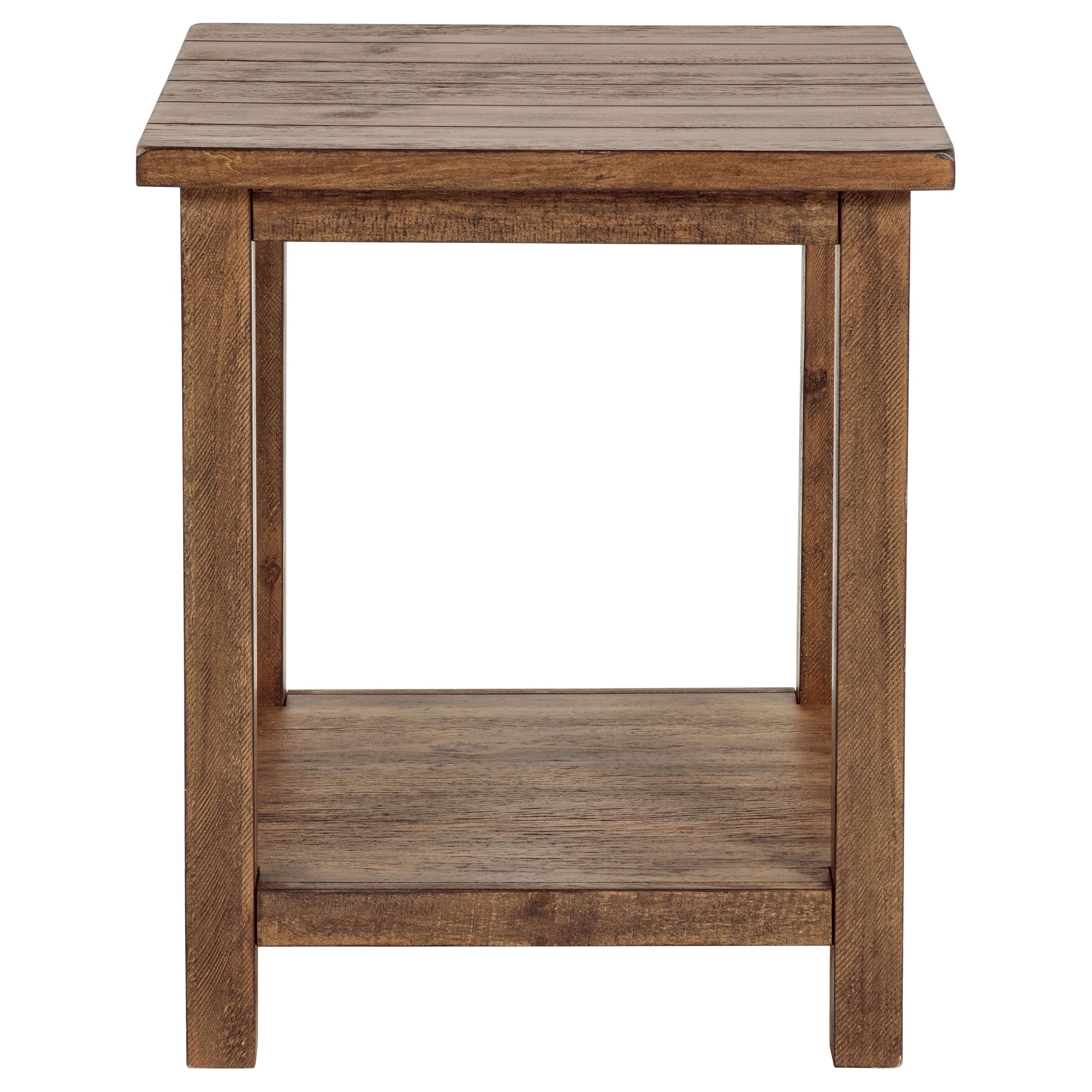Payne Wood End Table with Shelf Distressed Brown-