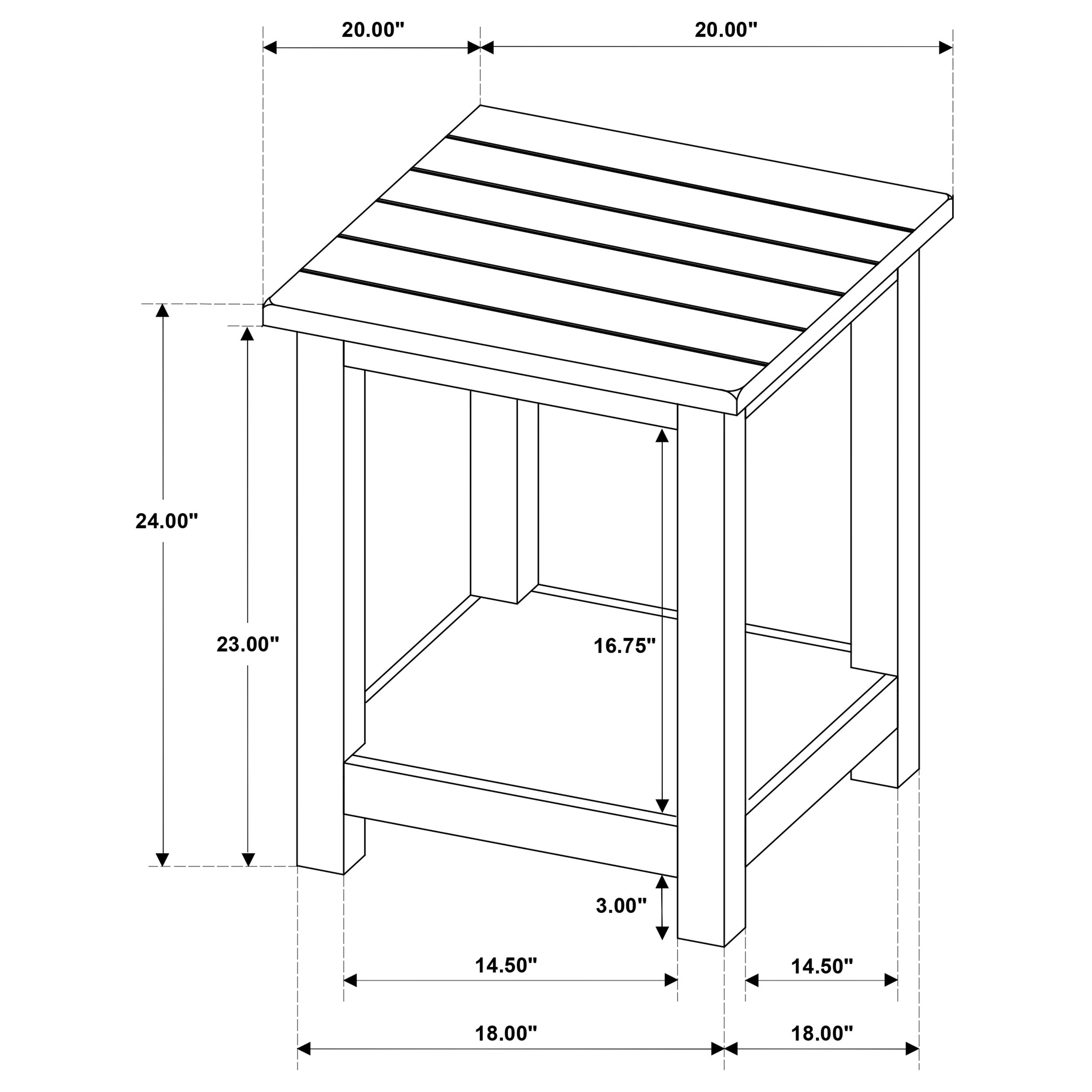 Payne Wood End Table with Shelf Distressed Brown-