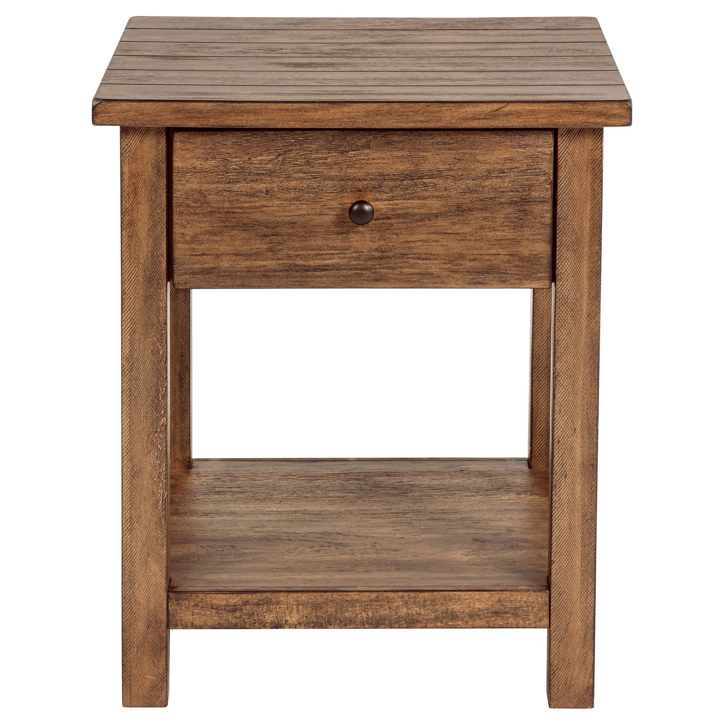 Payne 1-drawer Wood End Table with Shelf Distressed Brown-