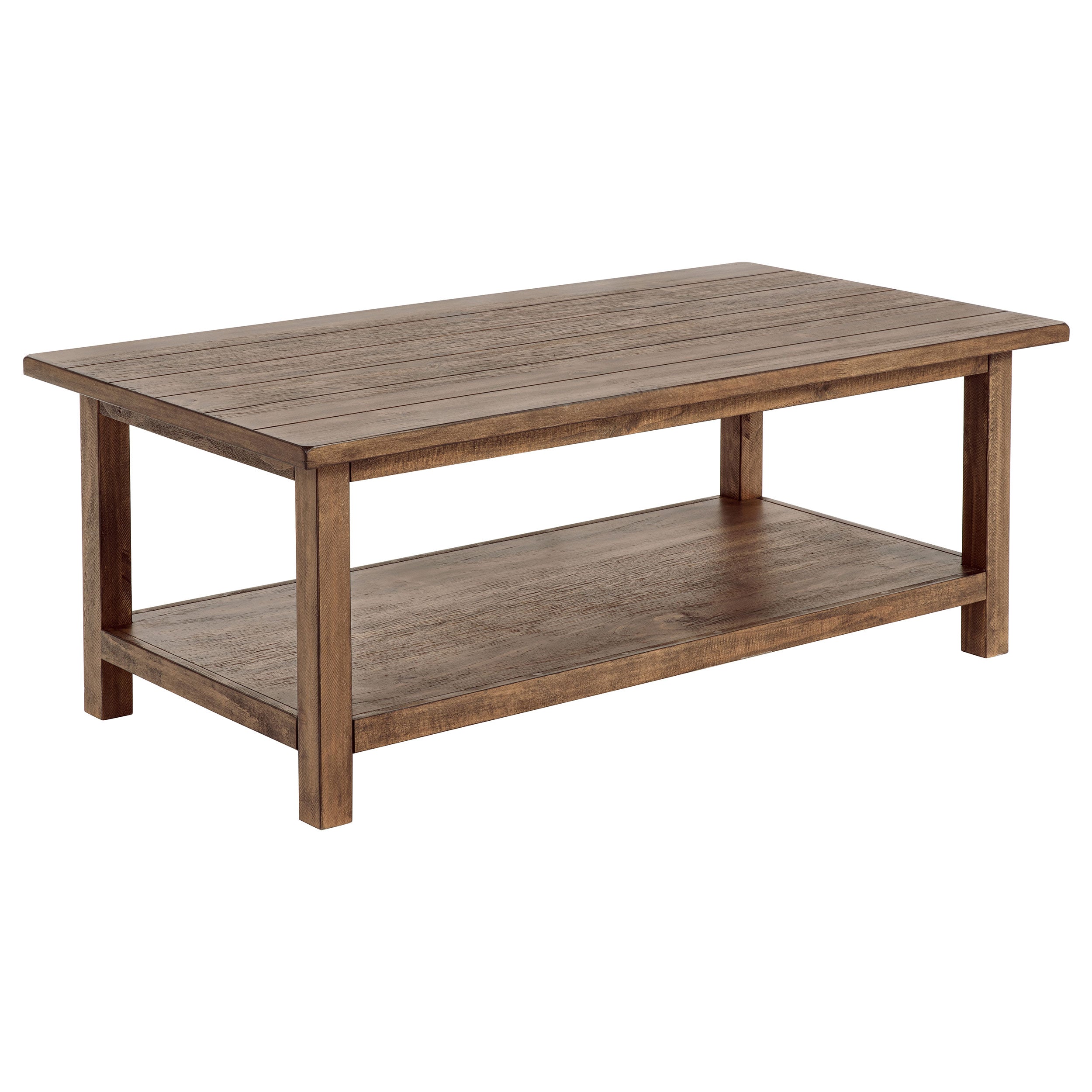 Payne Wood Coffee Table with Shelf Distressed Brown-