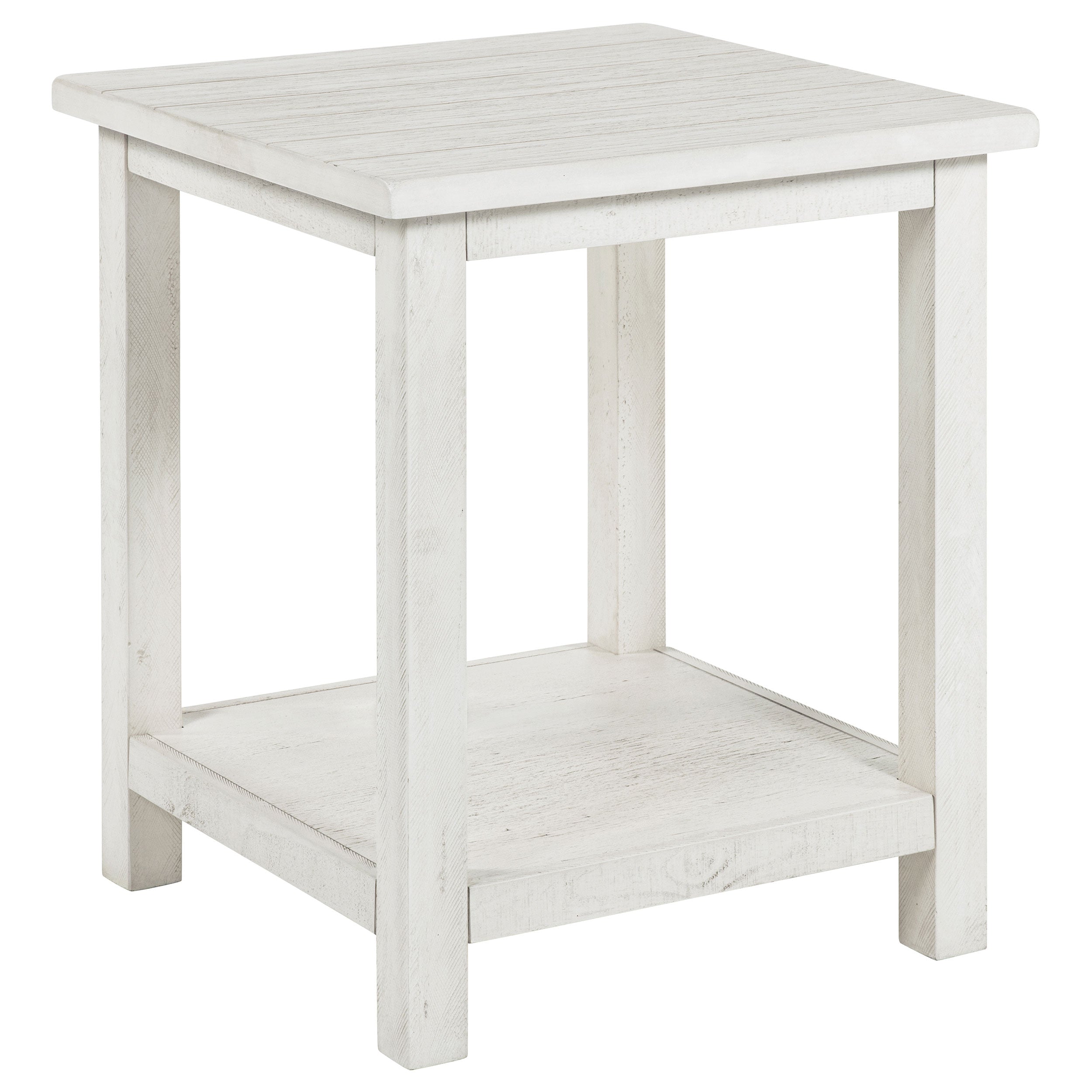 Payne Wood End Table with Shelf Distressed White-