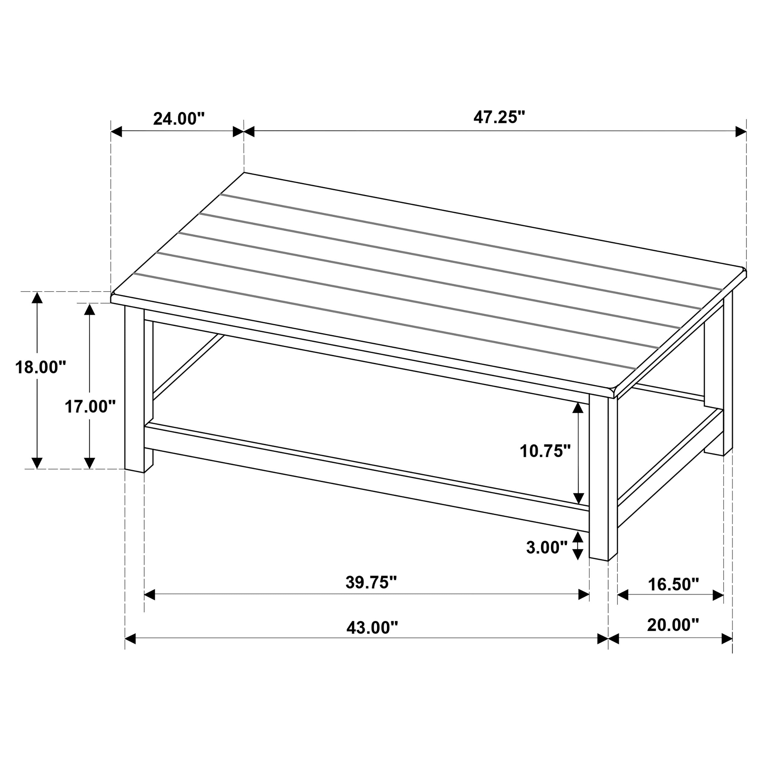 Payne Wood Coffee Table with Shelf Distressed White-