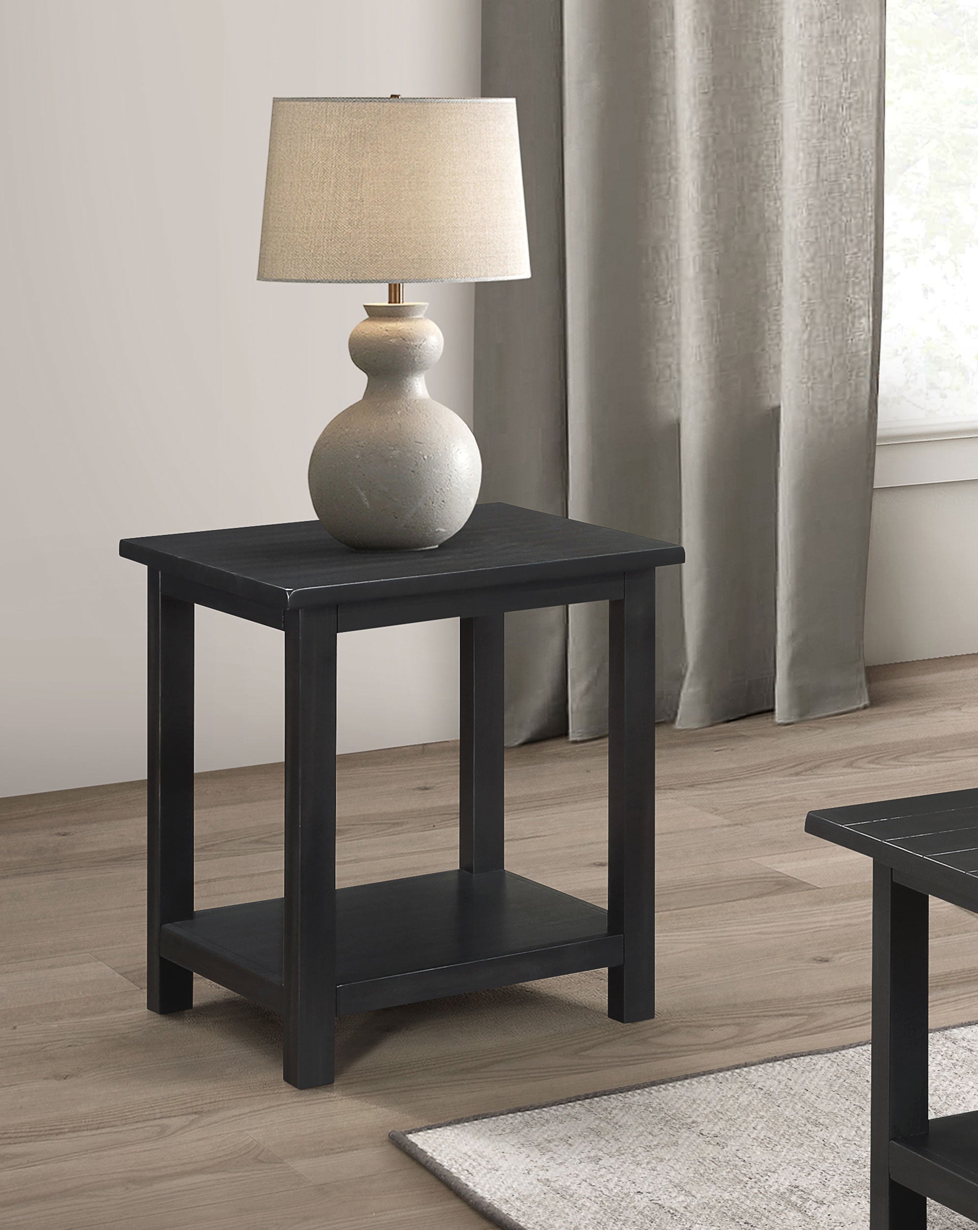 Payne Wood End Table with Shelf Distressed Java-