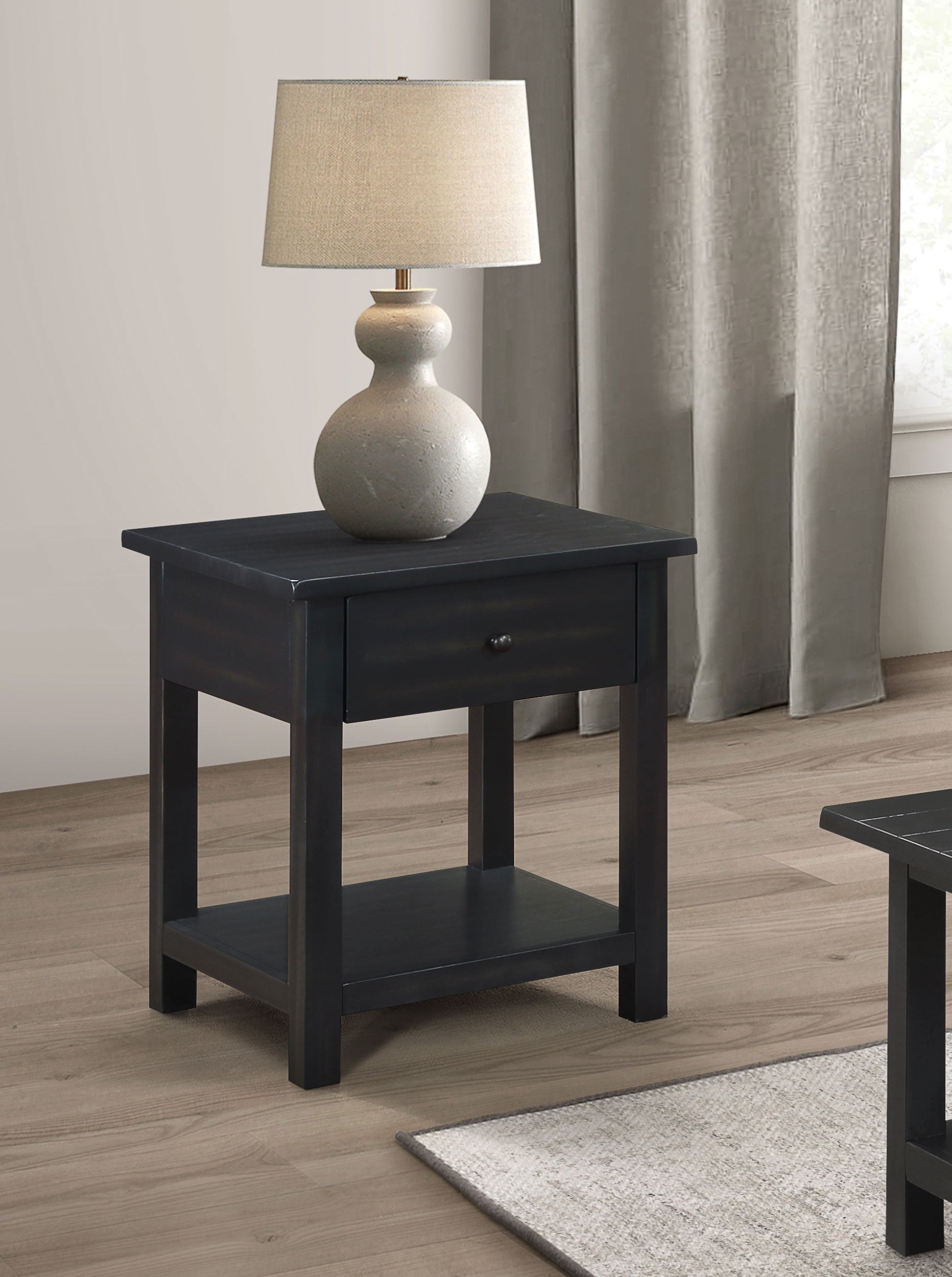 Payne 1-drawer Wood End Table with Shelf Distressed Java-