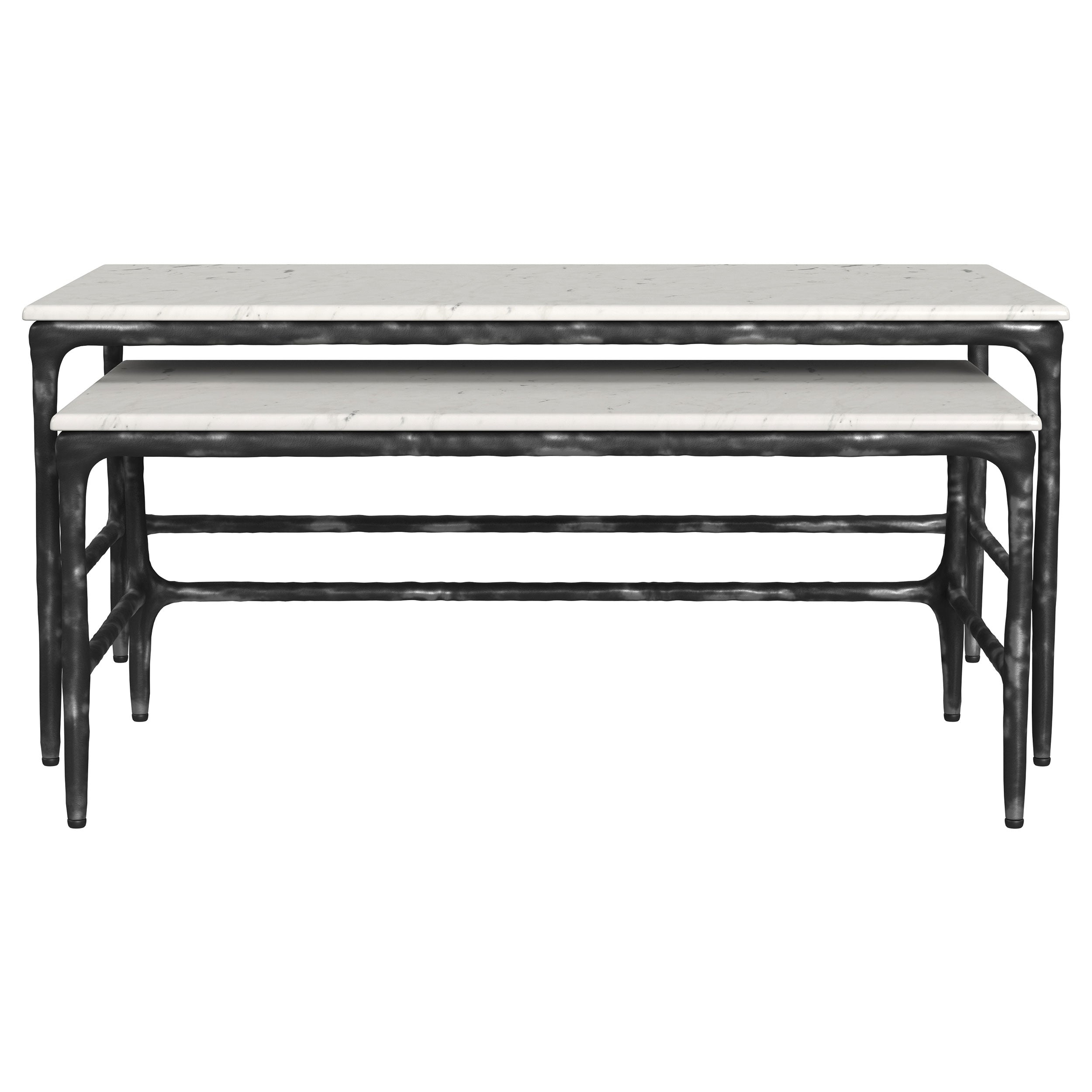 Ebby 2-piece Genuine Marble Top Nesting Coffee Tables White-