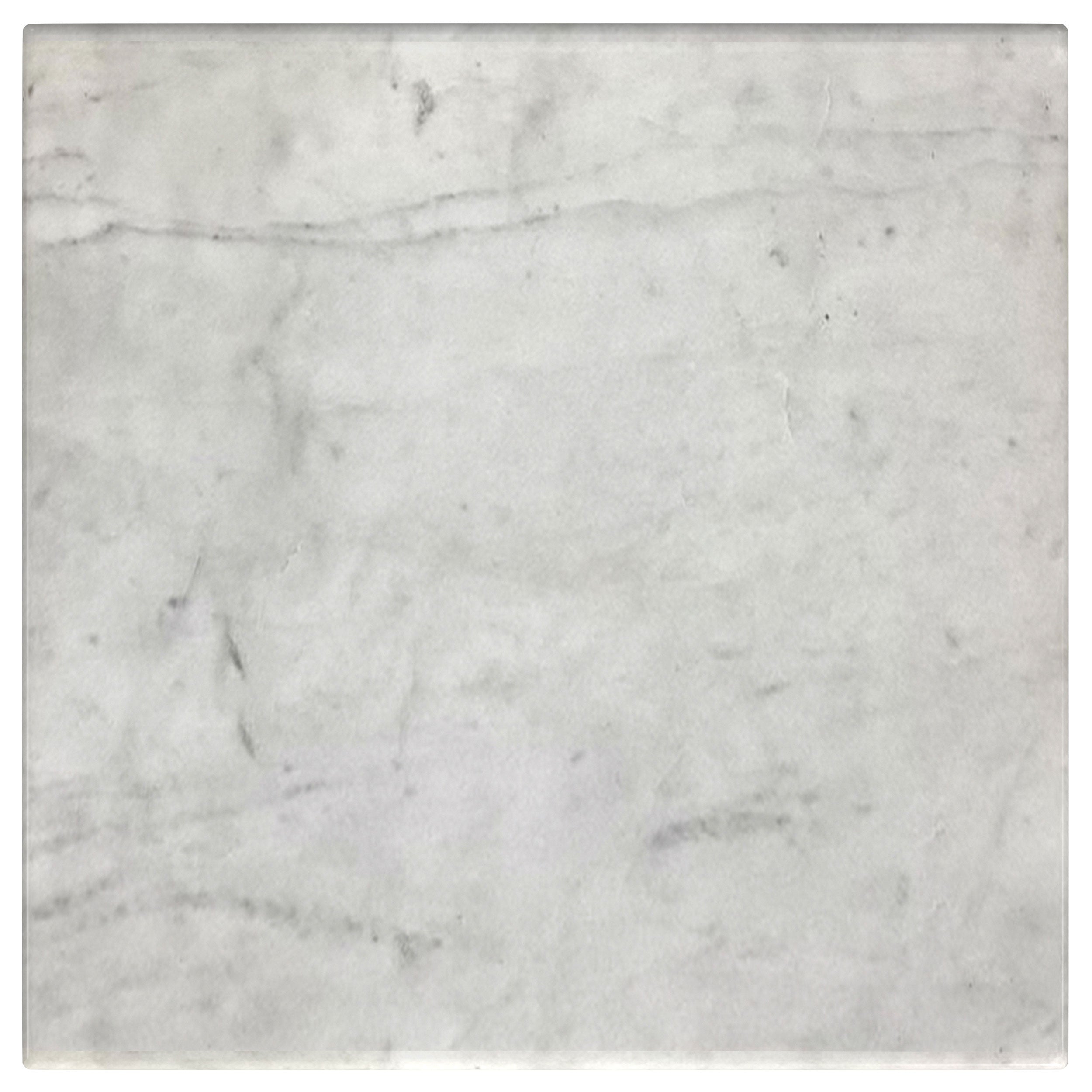 Ebby Square Genuine Marble Top Metal End Table White-