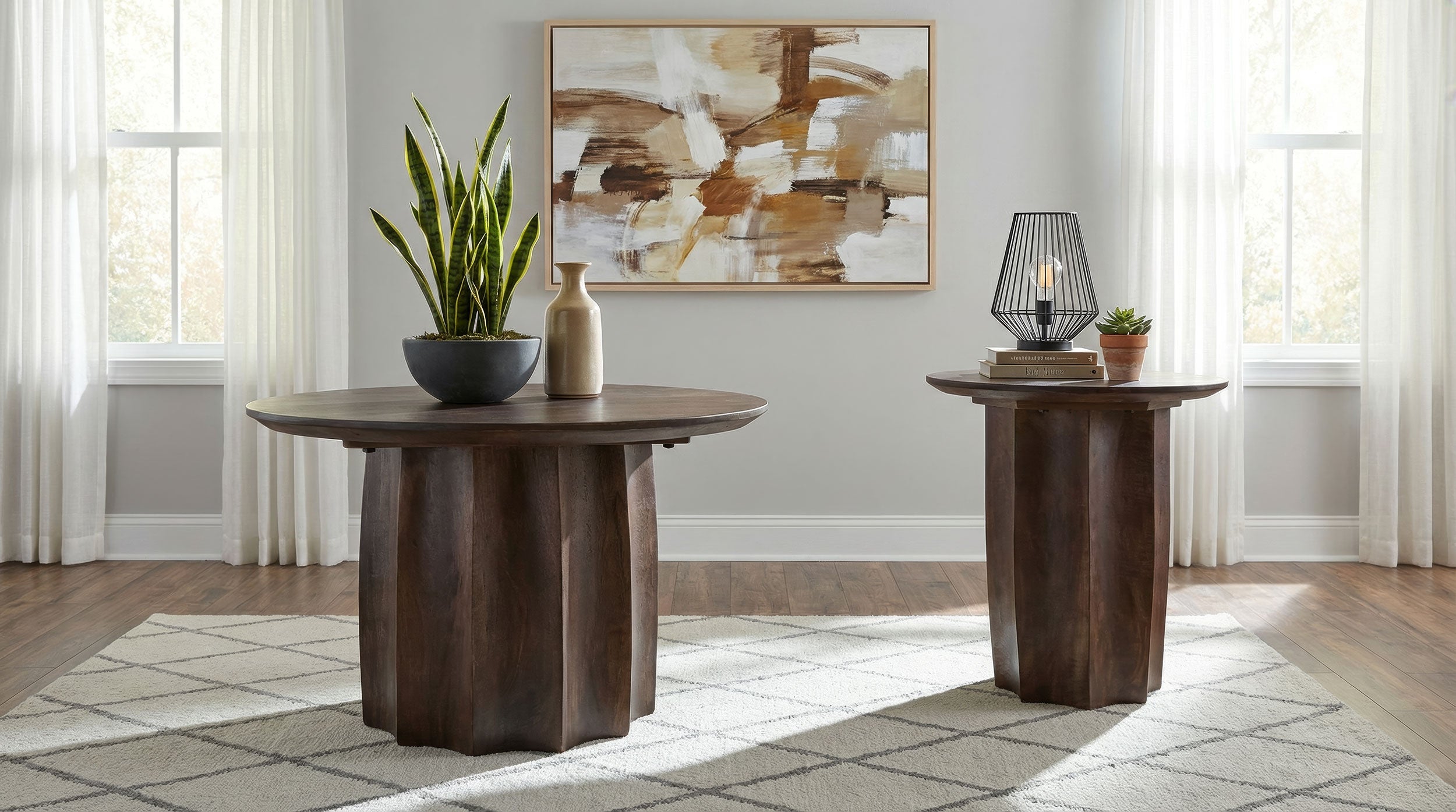 Cayenne Solid Mango Wood Accent Side End Table Walnut-
