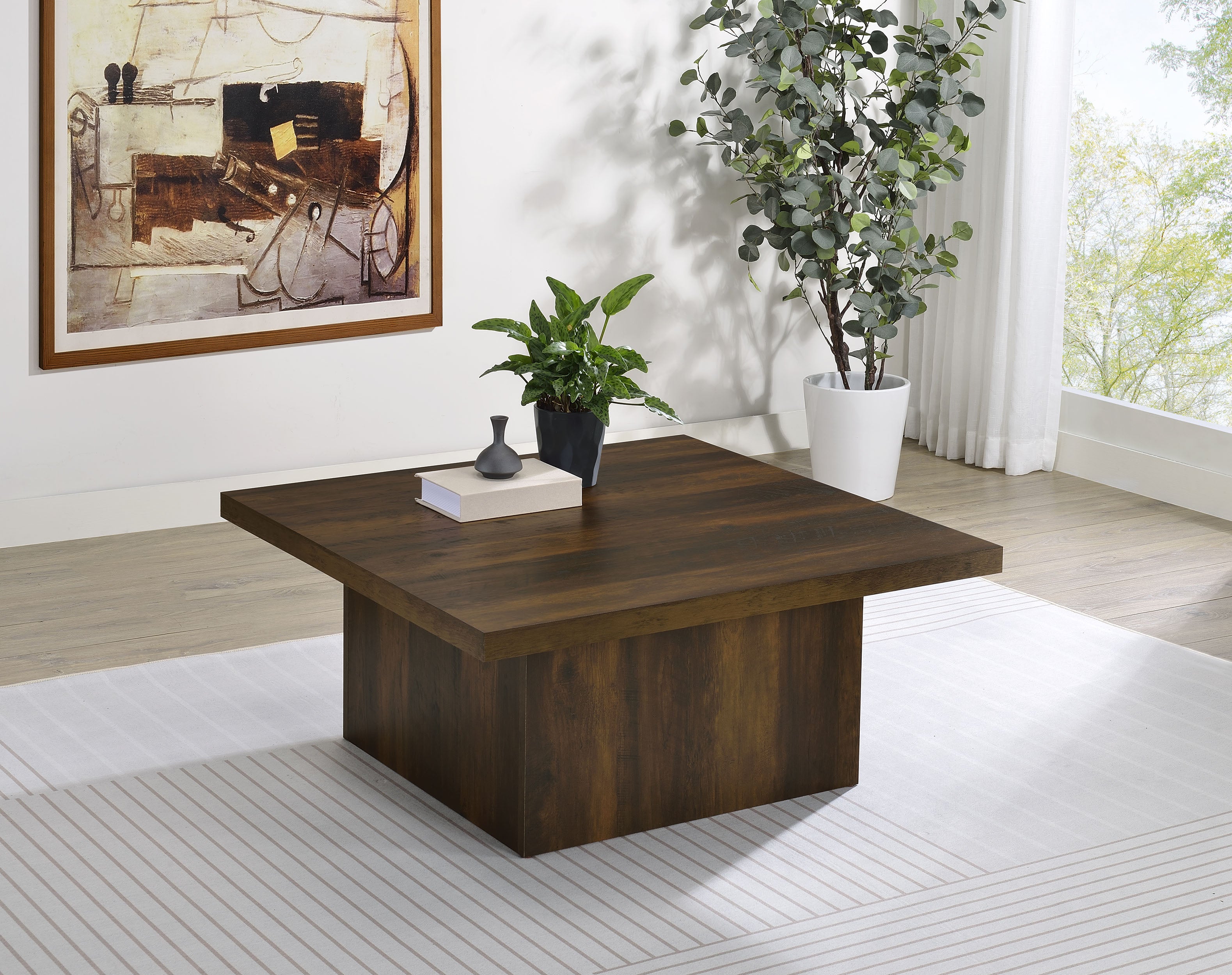 Devar Square Engineered Wood Cocktail Coffee Table Dark Pine-