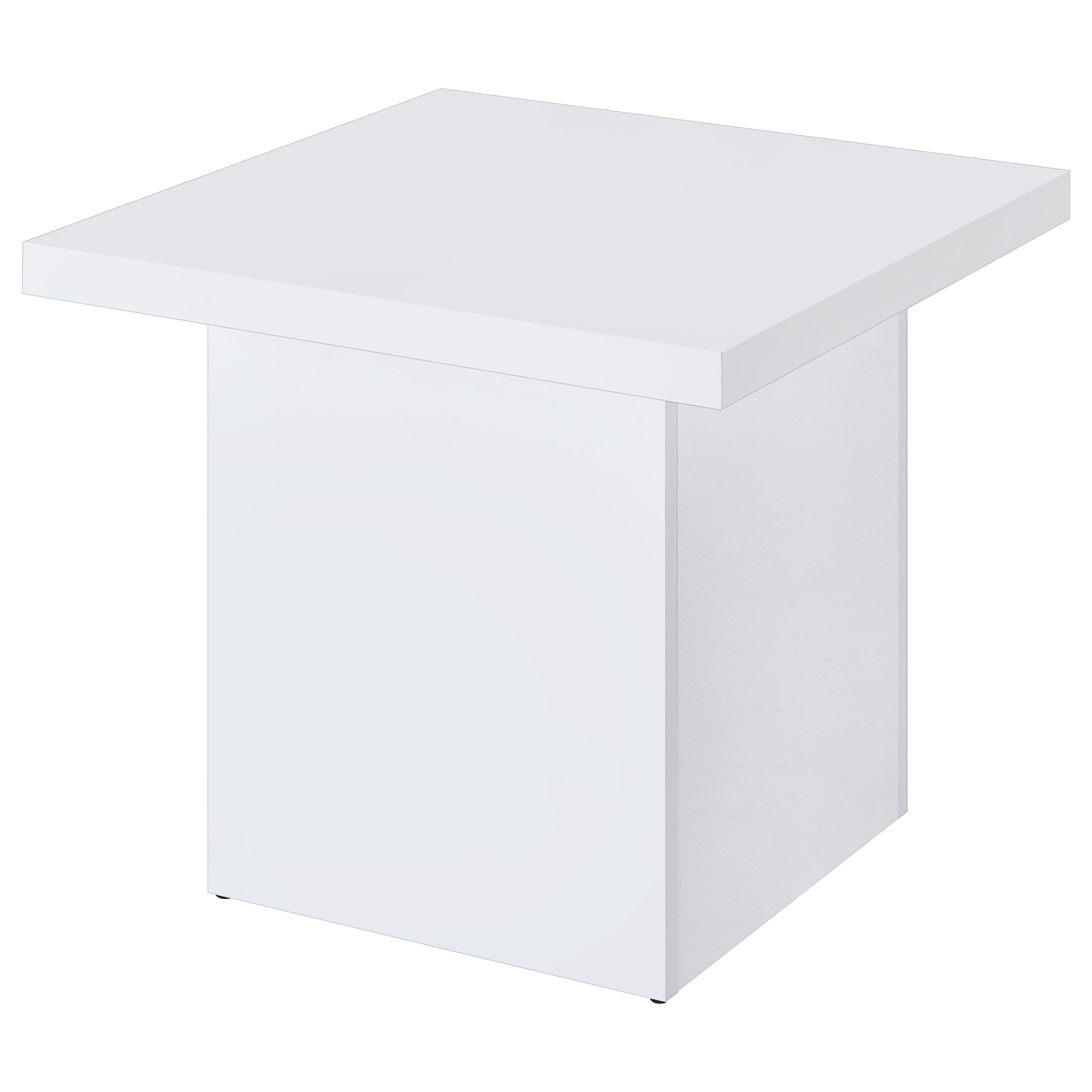 Devar Square Engineered Wood Side End Table White High Gloss-