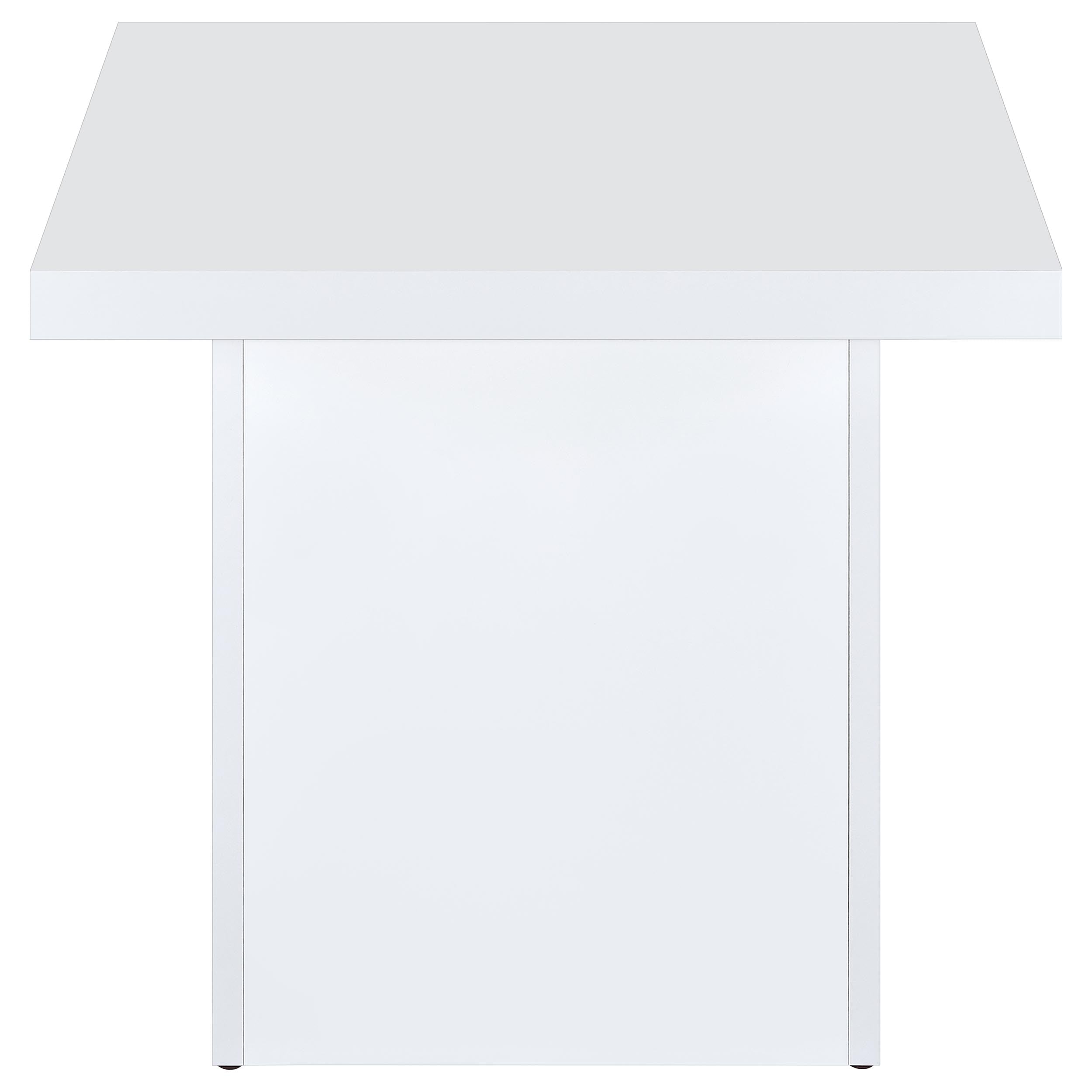 Devar Square Engineered Wood Side End Table White High Gloss-