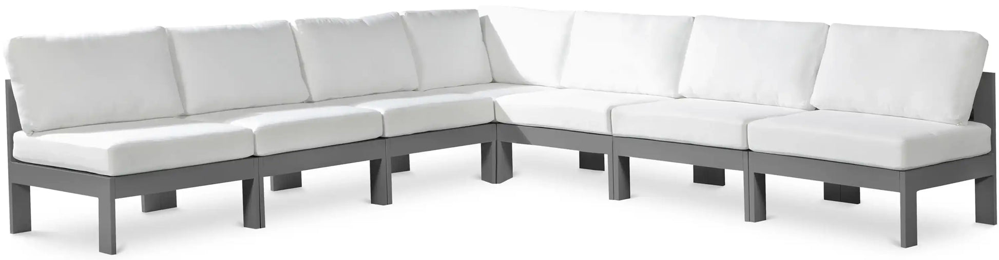 Nizuc - Outdoor Patio 7 Piece Modular Sectional With Gray Frame - Best Buy Furniture