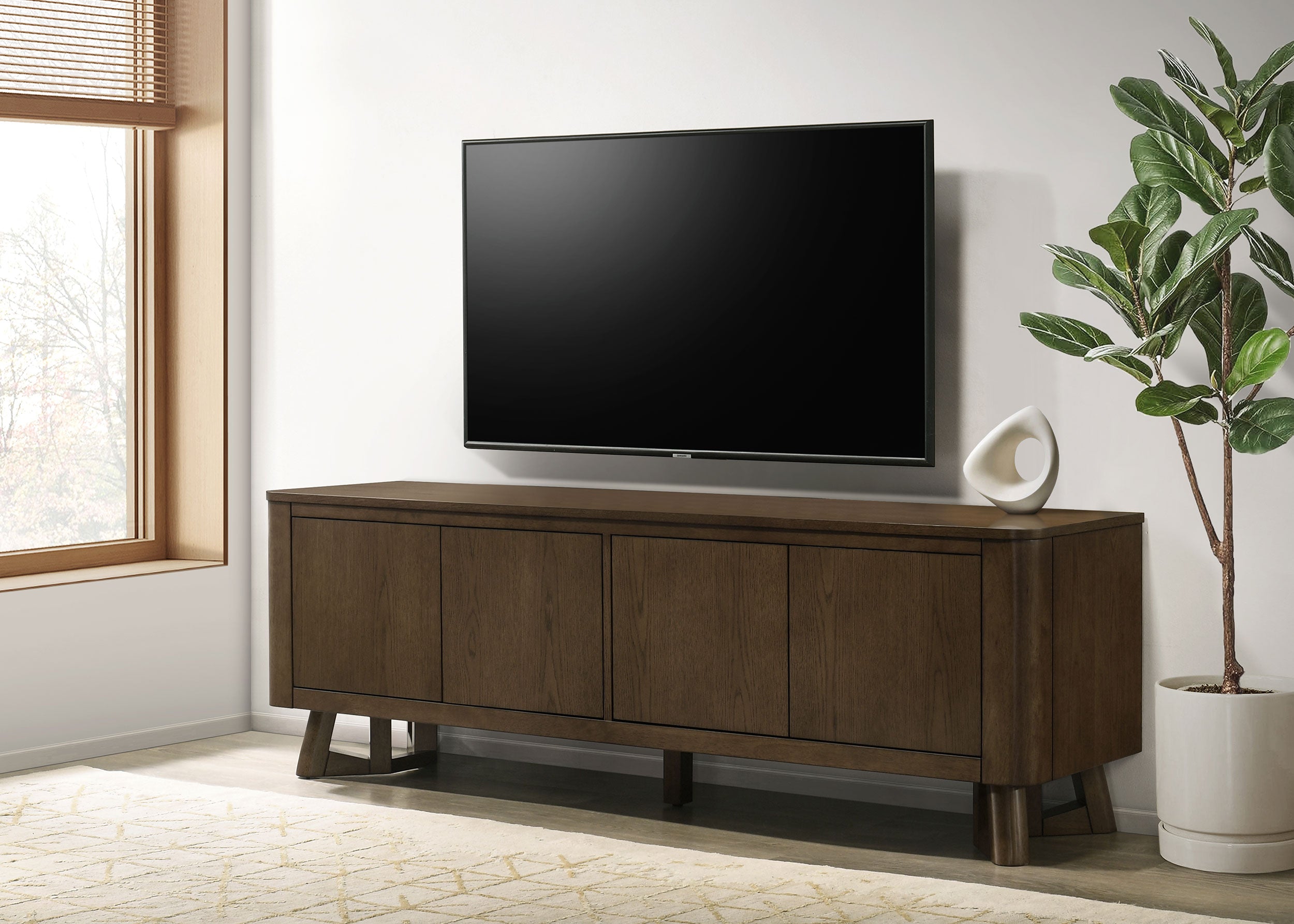 Trotter 71-inch 4-Door Wood TV Stand Media Console Brown-