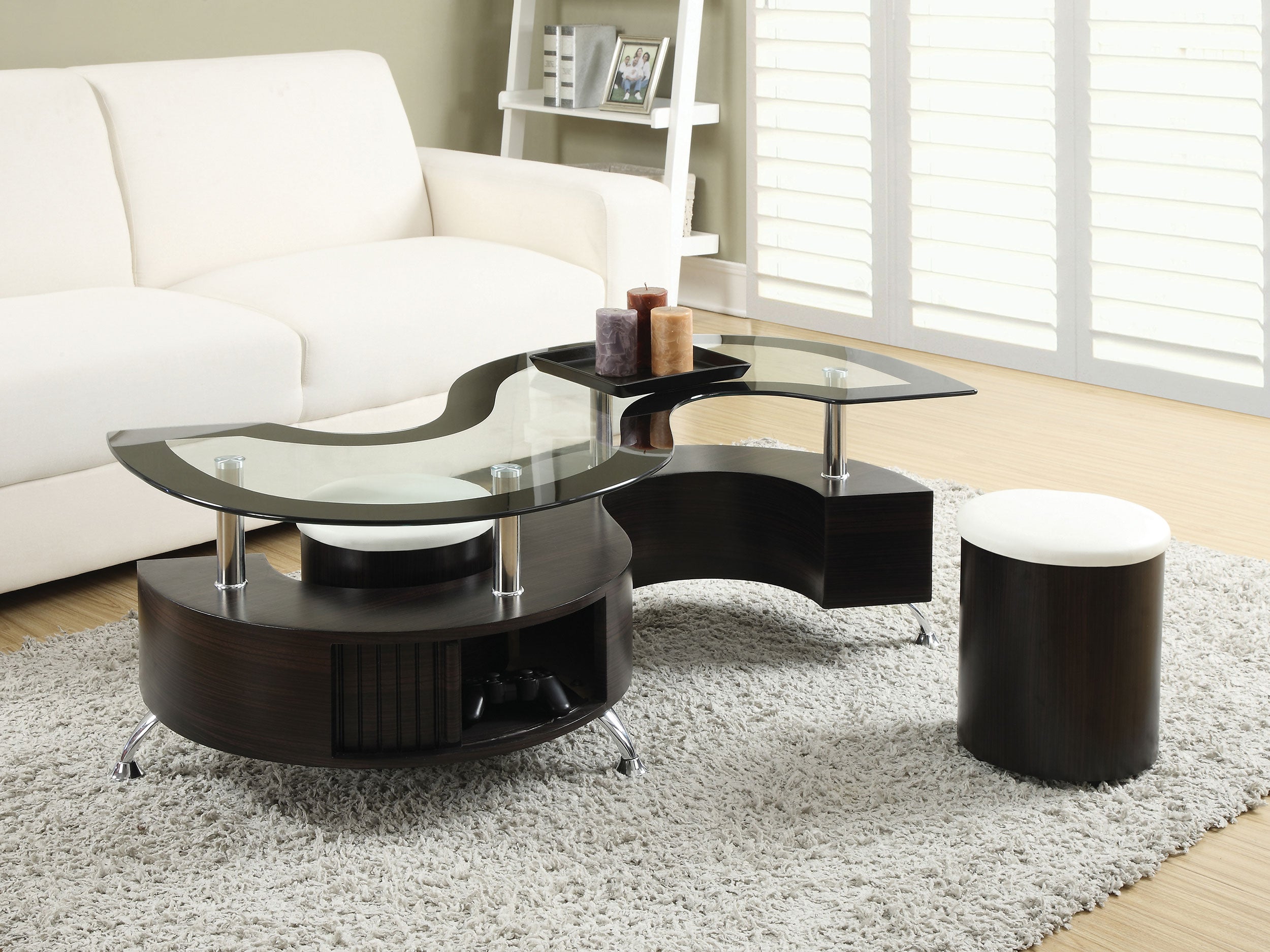 Buckley 3-piece Coffee Table and Stools Set Cappuccino-CoasterEssence